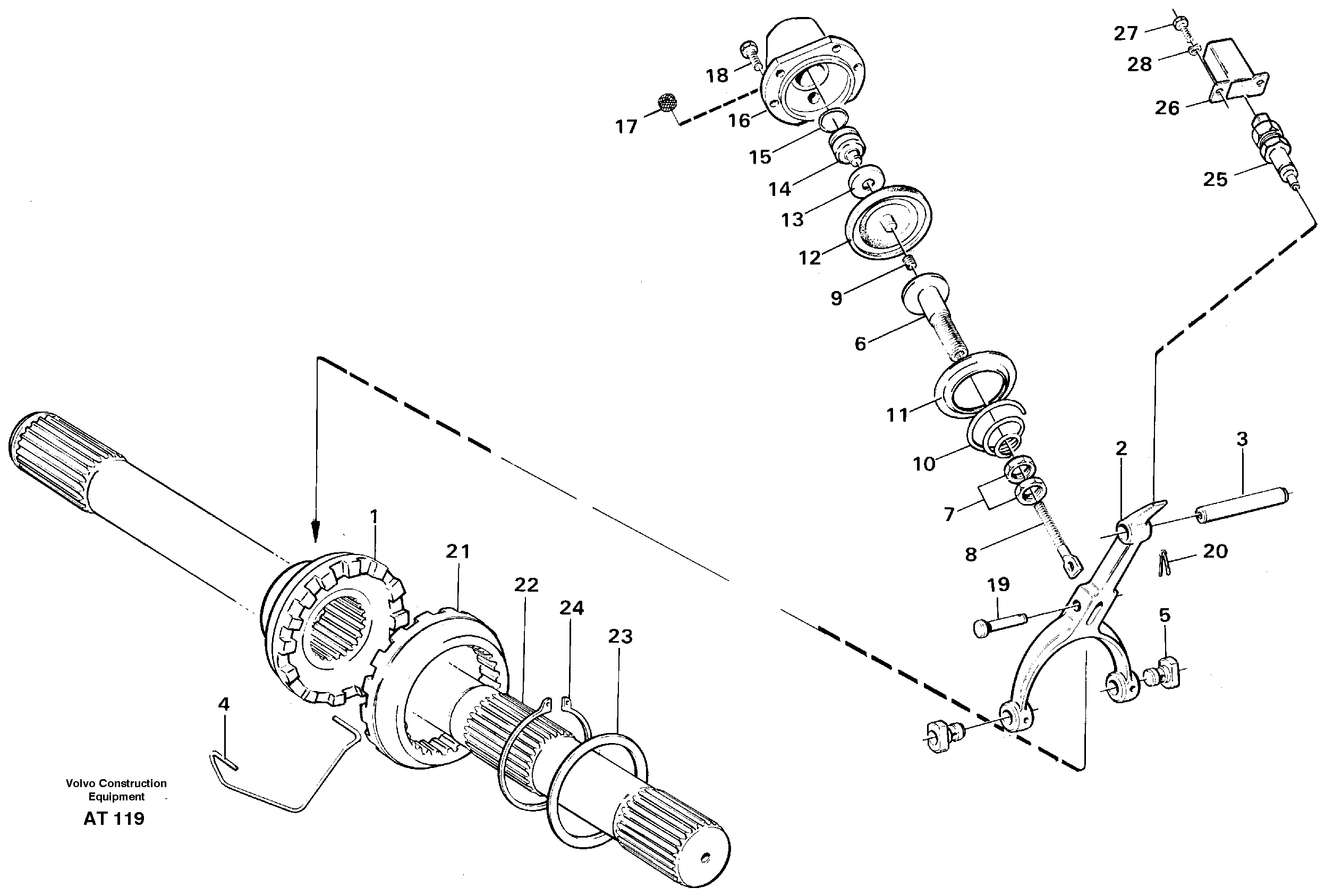 Differential lock  23821, 23886 — volvo parts diagram