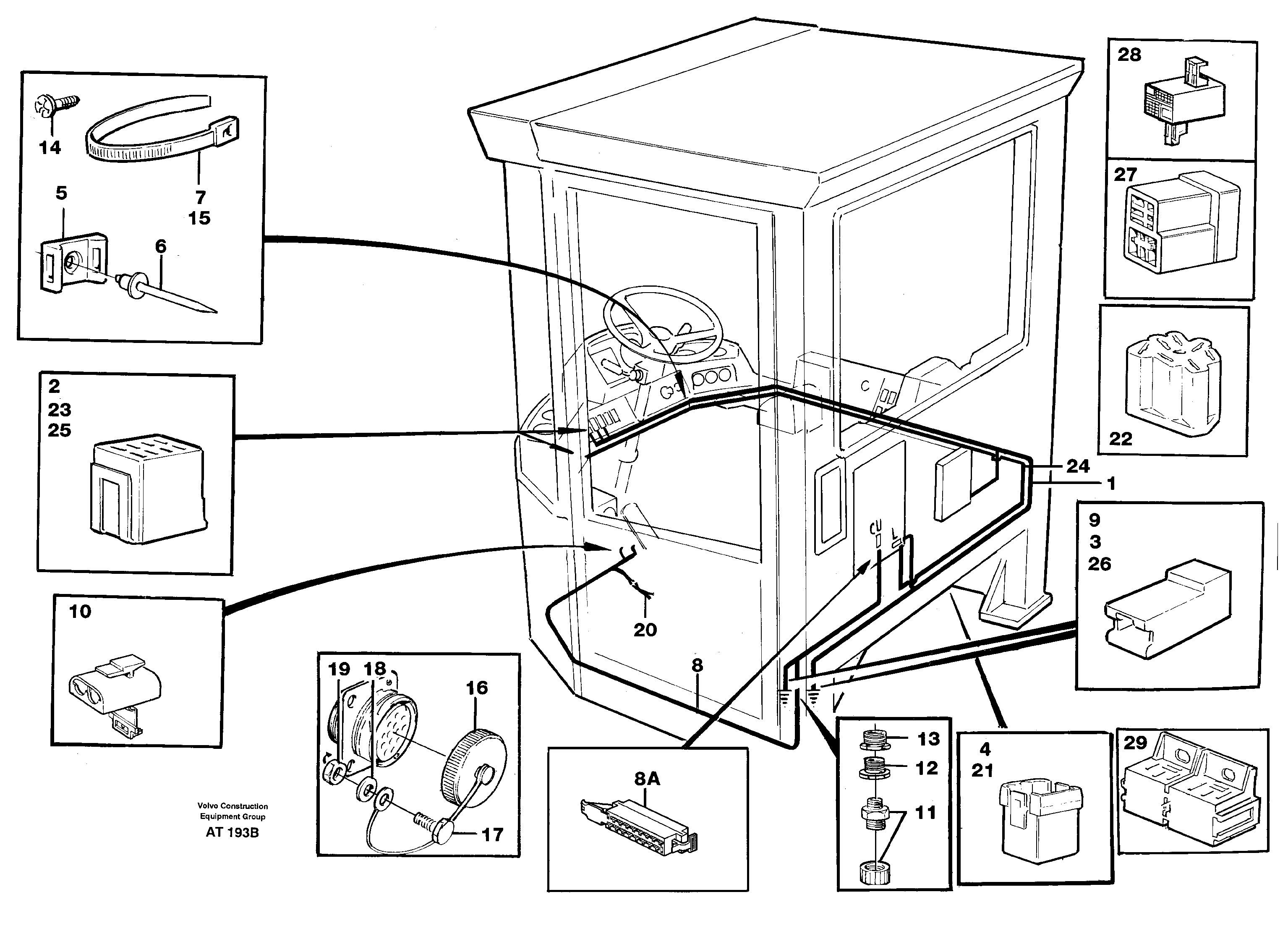 Cable harnesses, cab — volvo parts diagram