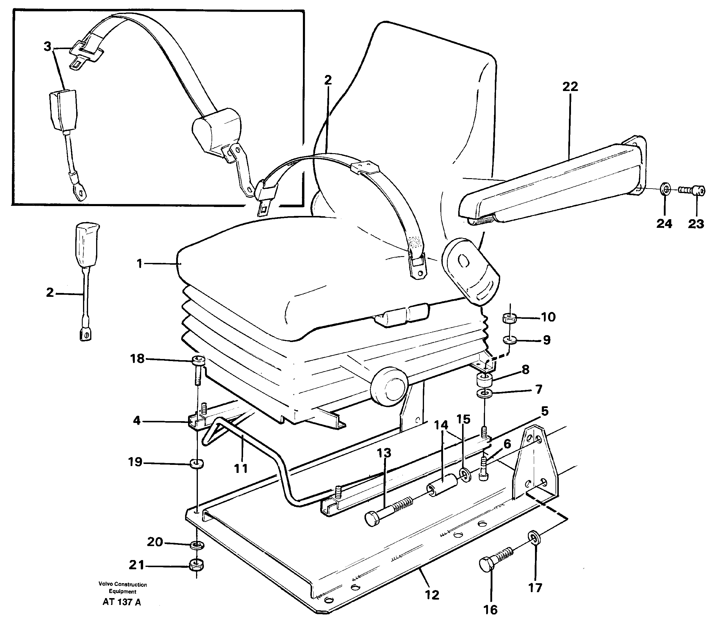 Operator seat with fitting parts — volvo parts diagram