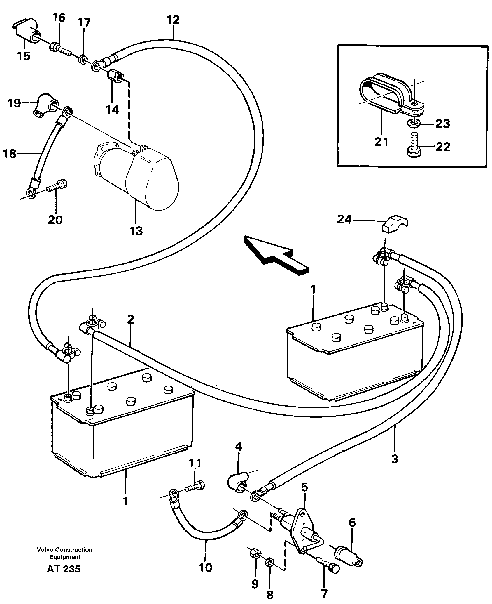 Battery with assembling details — volvo parts diagram