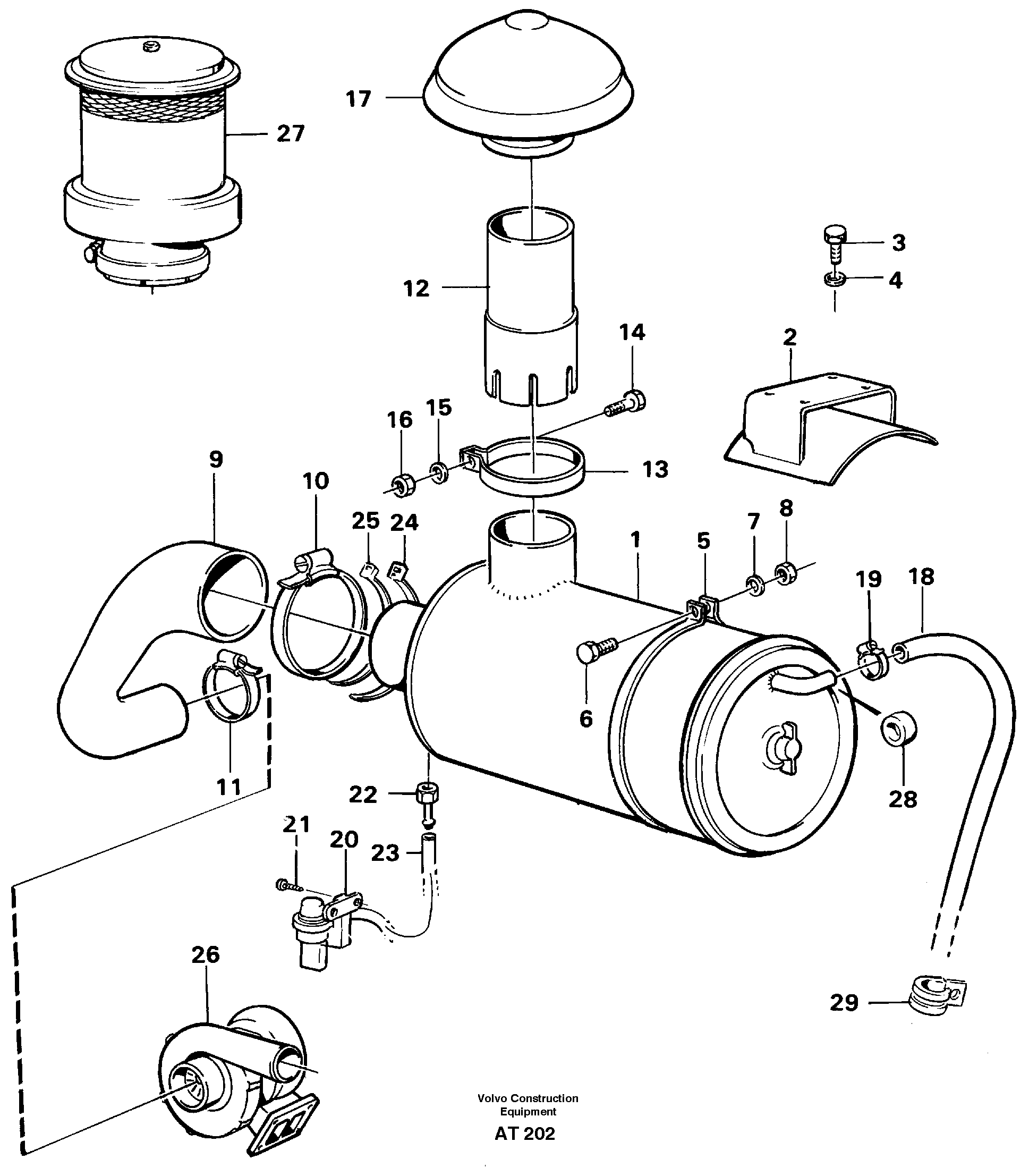 Air filter with fitting parts — volvo parts diagram