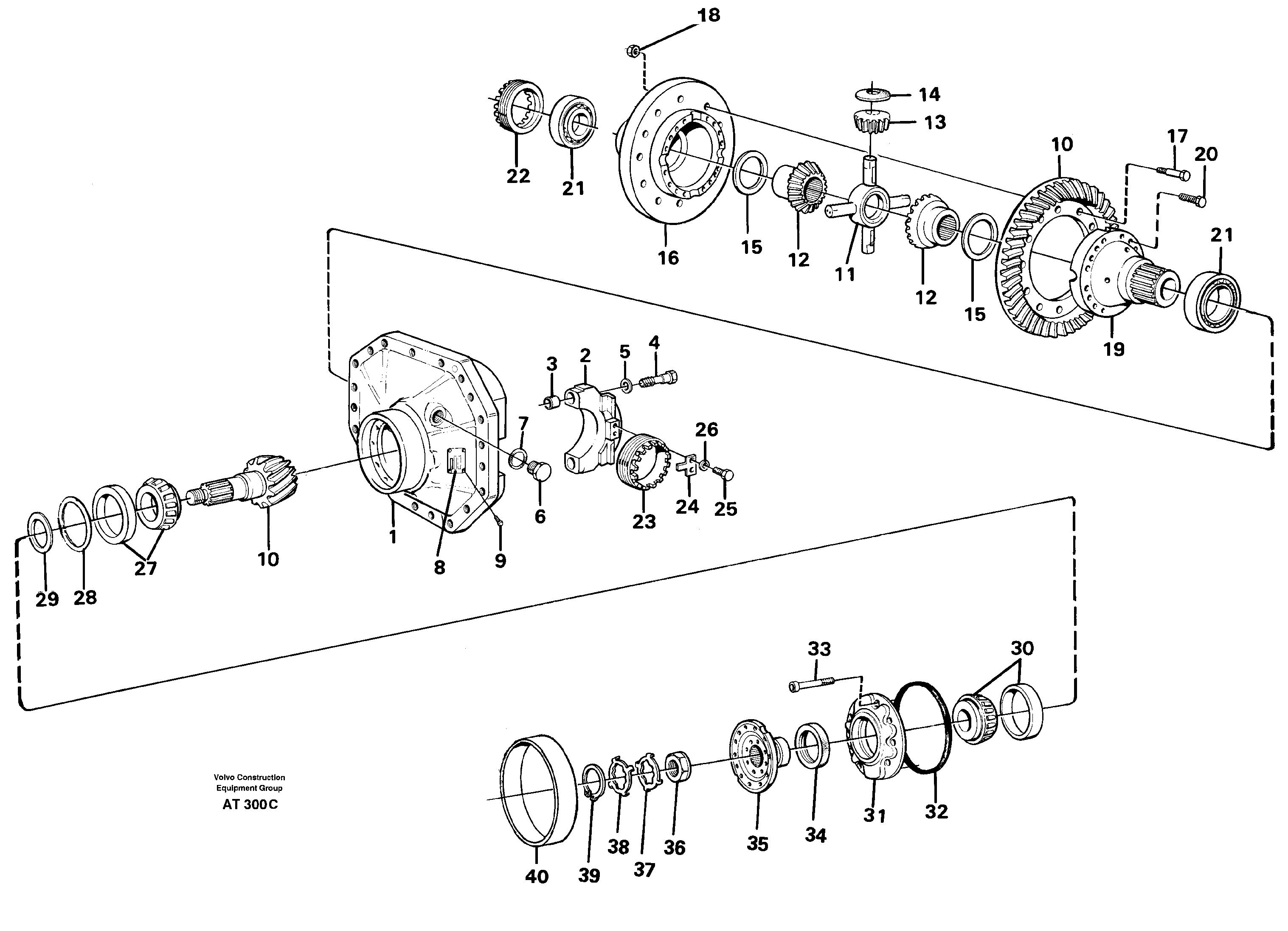 Final drive, front  AWB 30, SER NO - 16413, SER NO - 70254 BRAZIL — volvo parts diagram