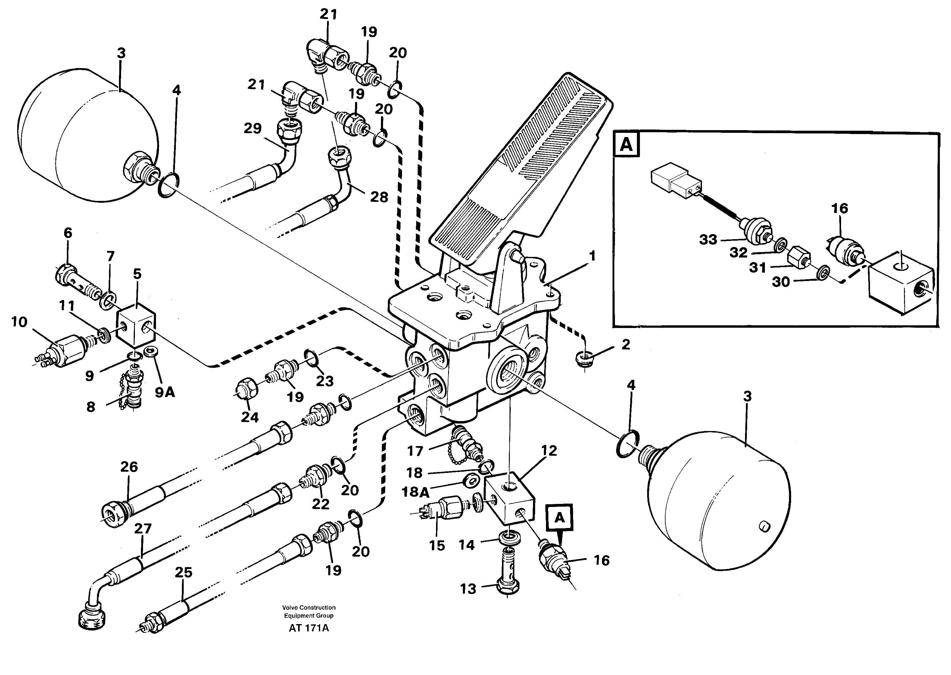 Foot brake valve with clutches — volvo parts diagram