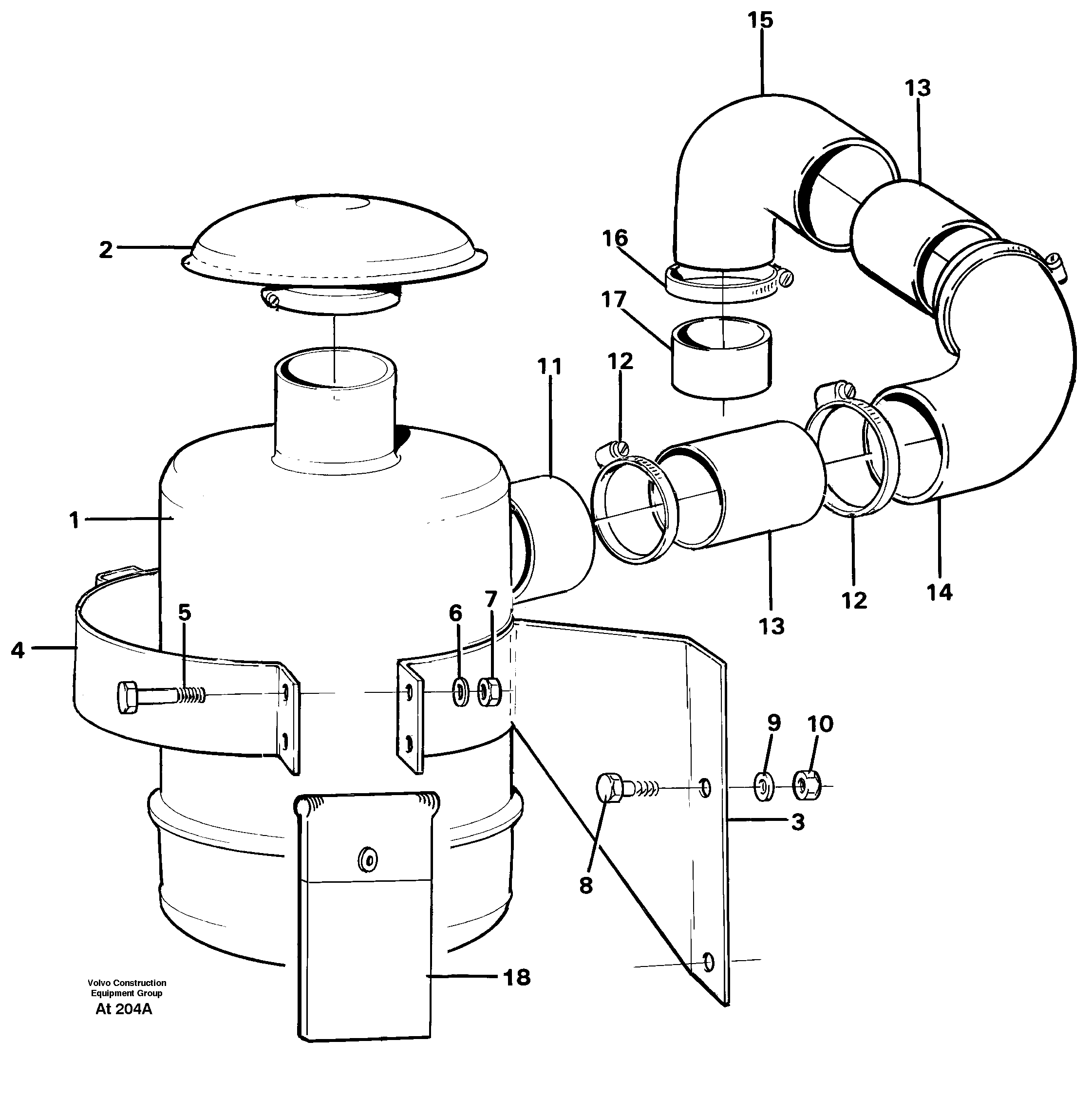 Oil bath filter 92037 — volvo parts diagram