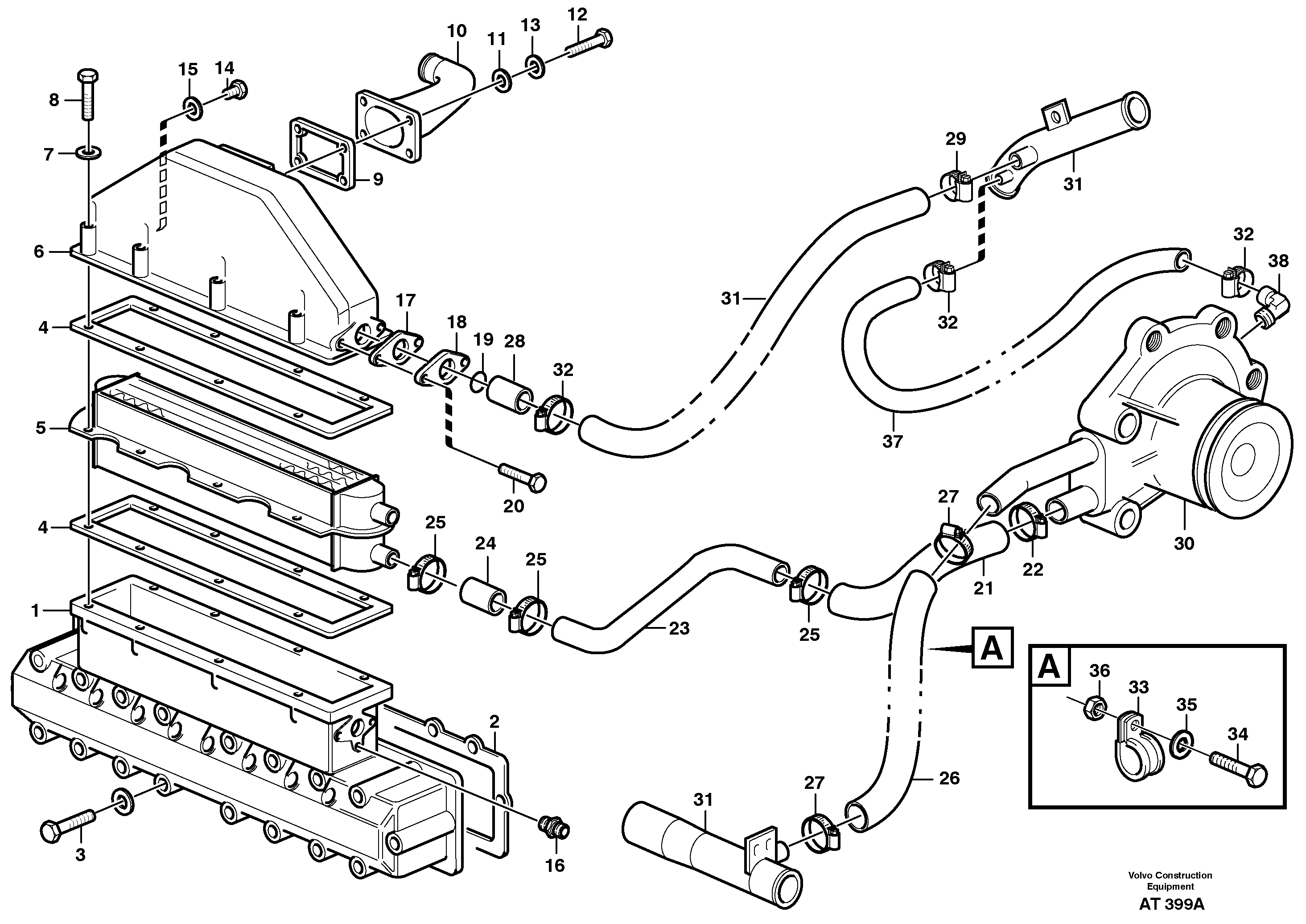 Intercooler SER NO 15520 -, SER NO 63138 - USA — volvo parts diagram