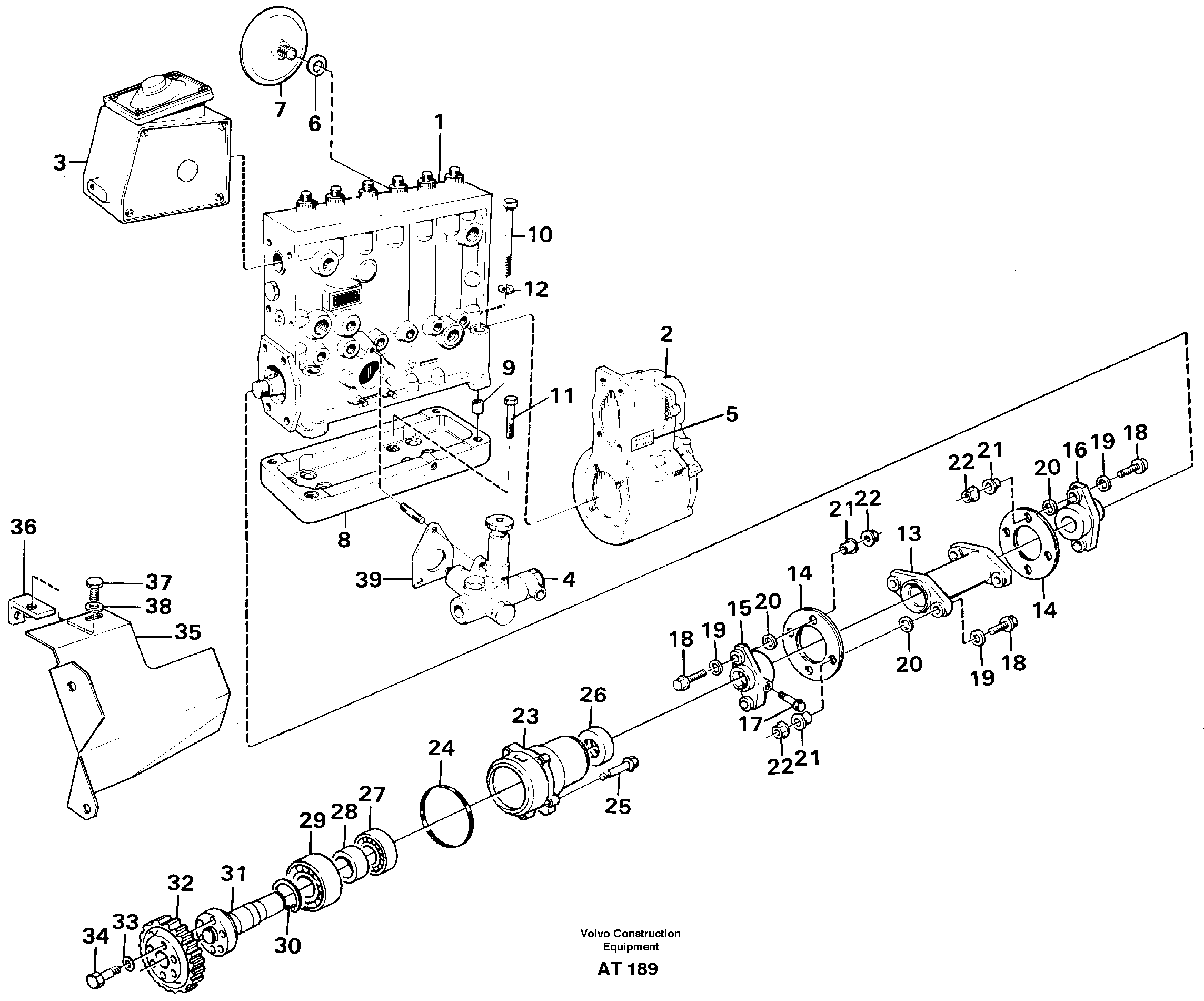 Injection pump with drive — volvo parts diagram