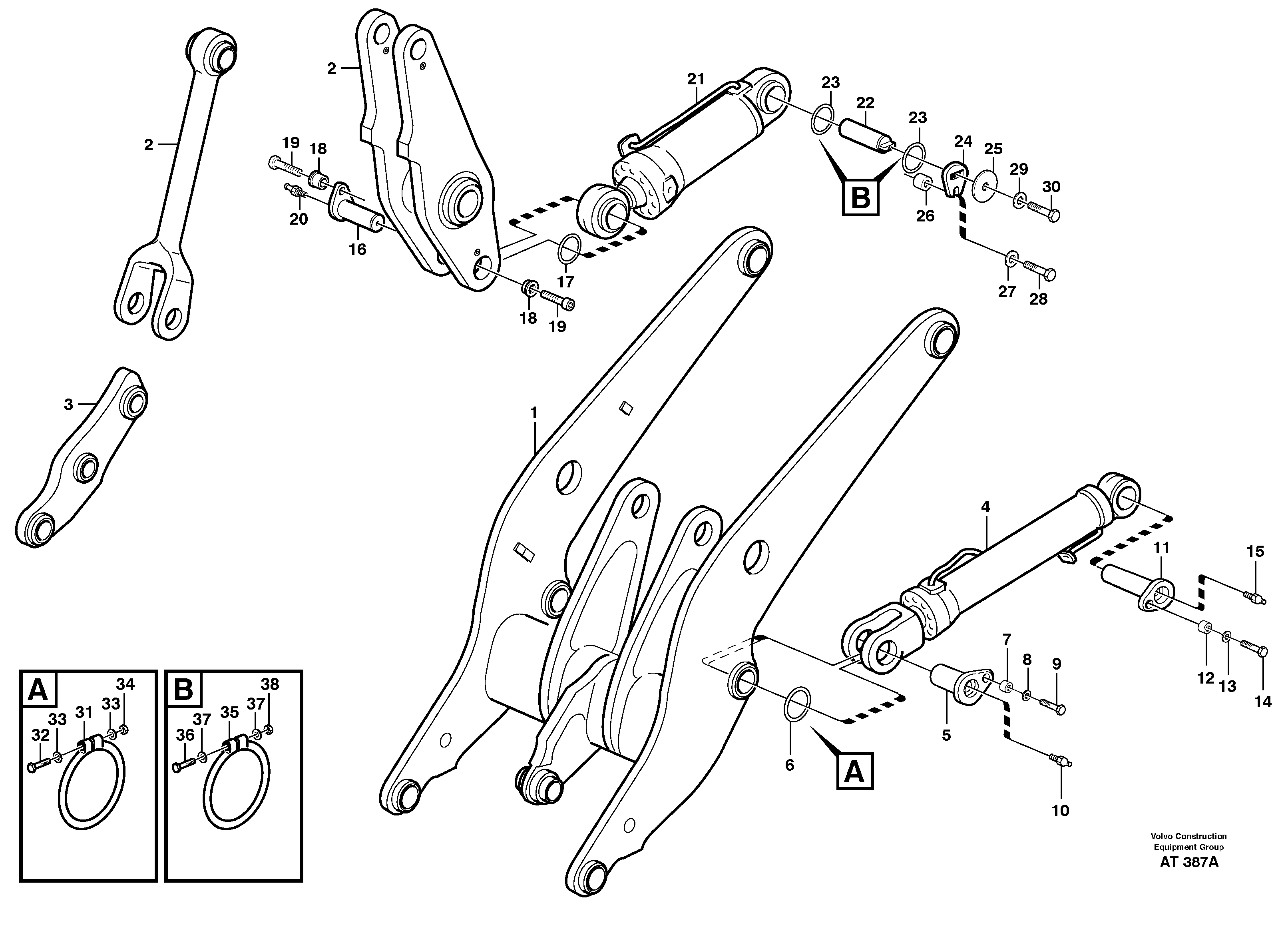 Lifting- and tilt cylinder with assembly parts. — volvo parts diagram