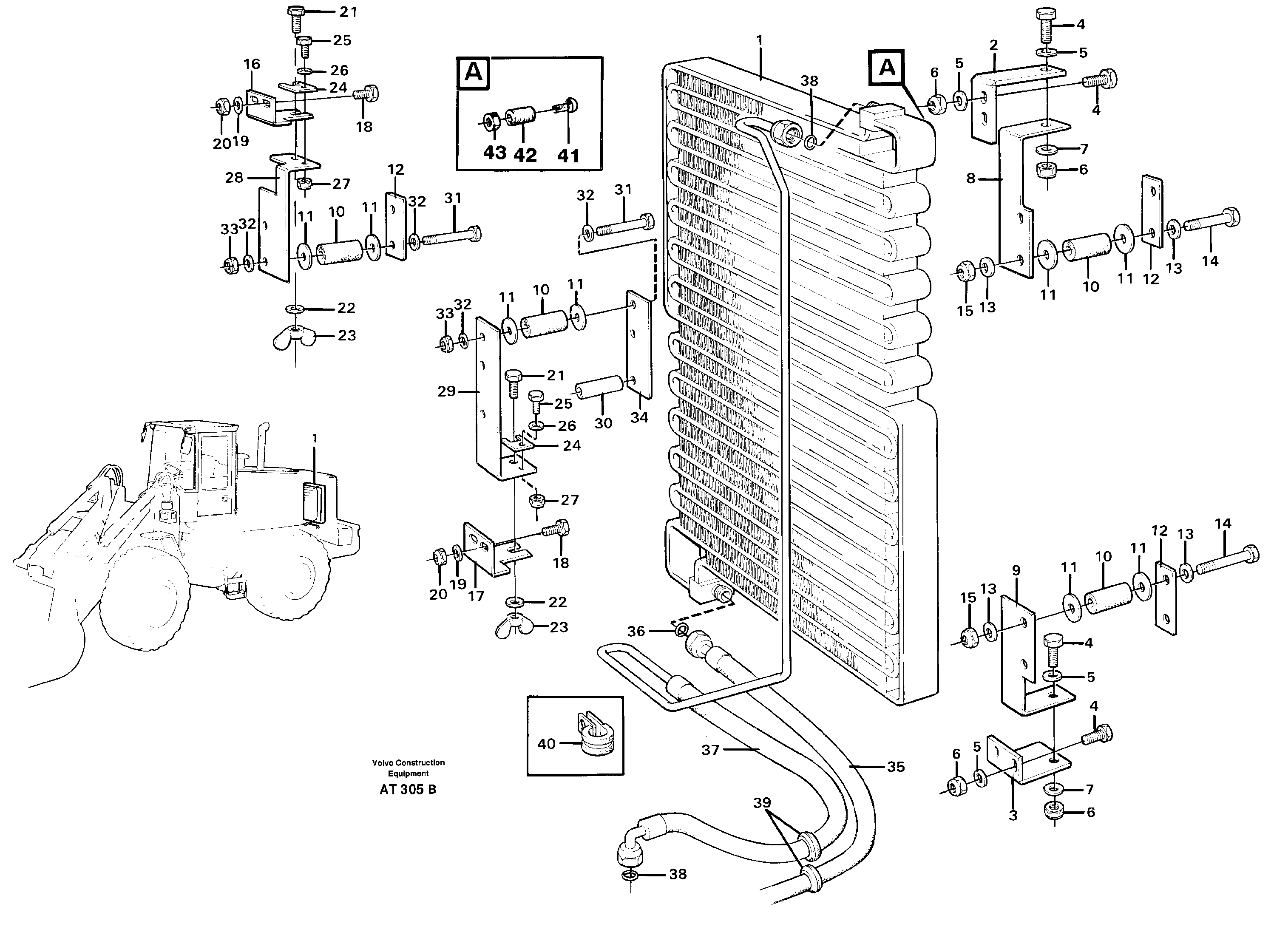 Condenser for cooling agent R134a with fitting parts 94561, 94838 — volvo parts diagram