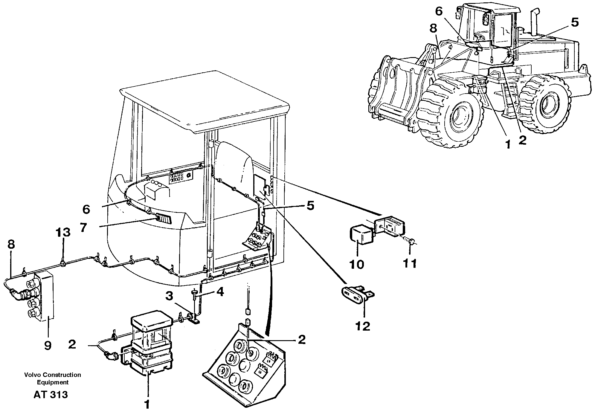 Cable harness for central lubrication.  94809 — volvo parts diagram