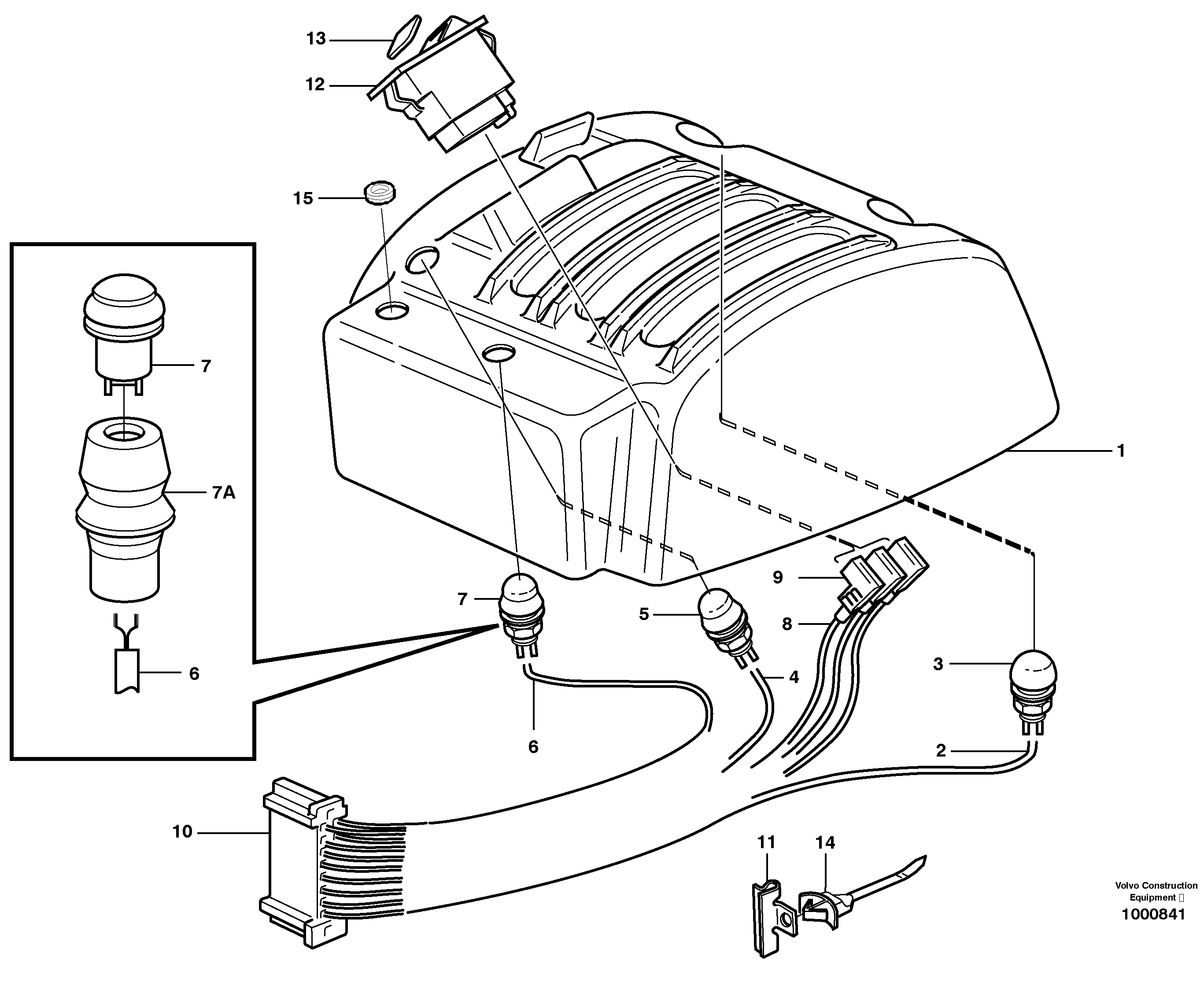 Cable harnesses, gear lever carrier  33274 — volvo parts diagram
