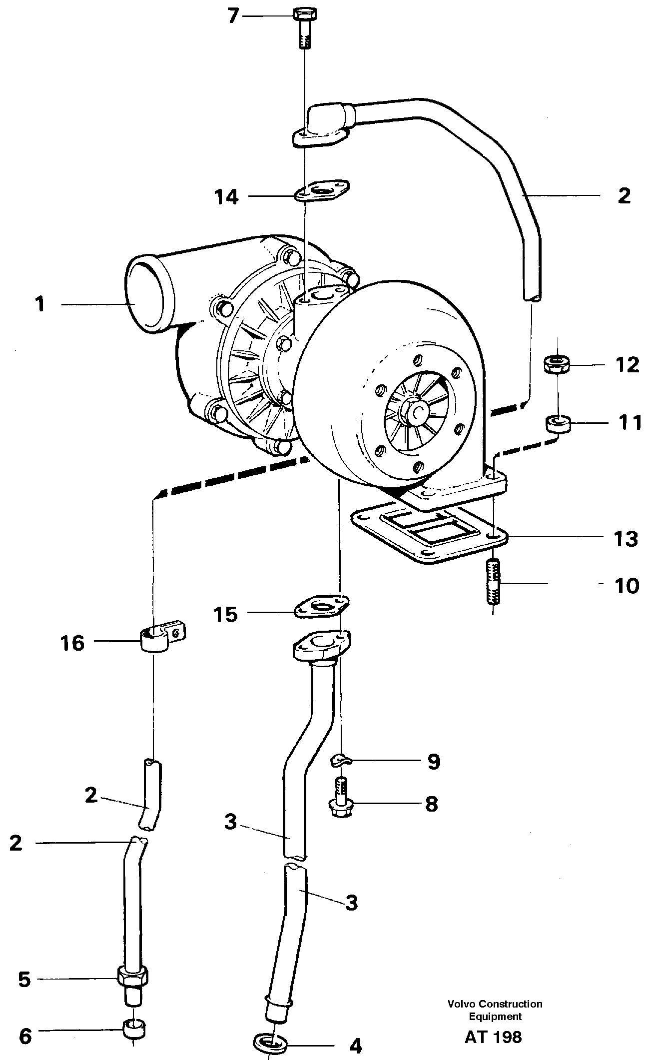 Turbocharger with fitting parts — volvo parts diagram