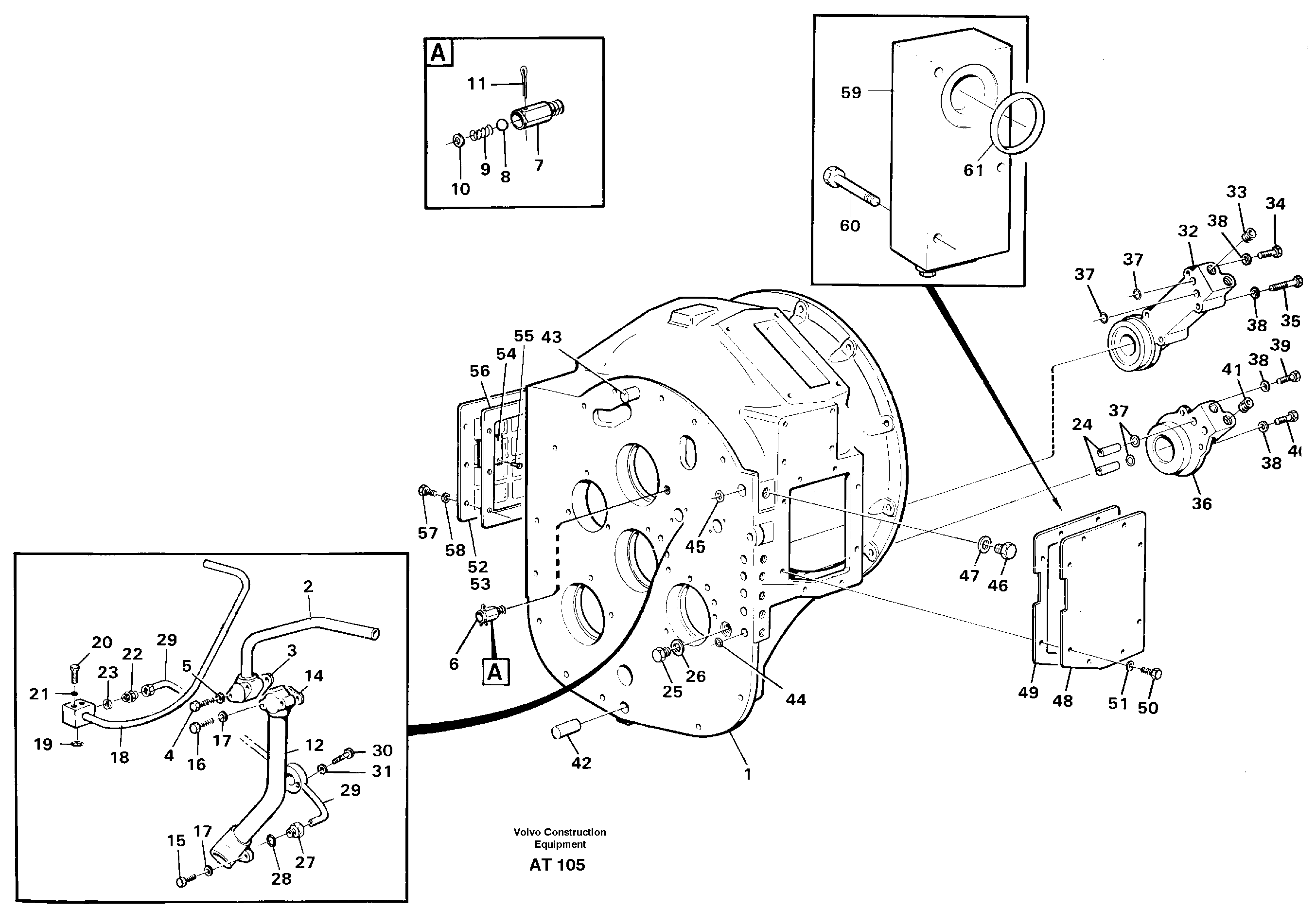 Converter housing with assembly parts — volvo parts diagram