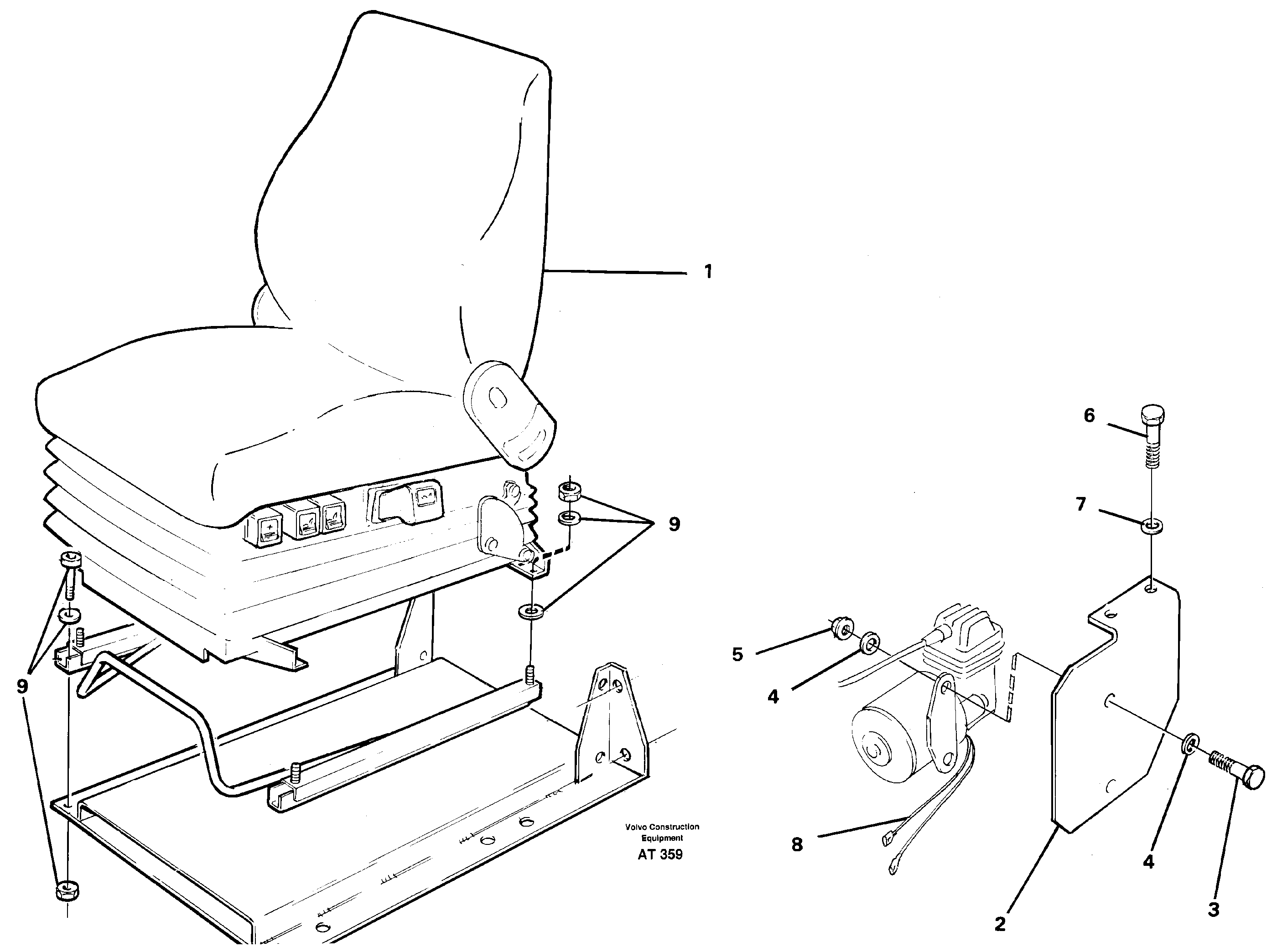 Driver's seat, air suspensioned Isri  94907 — volvo parts diagram