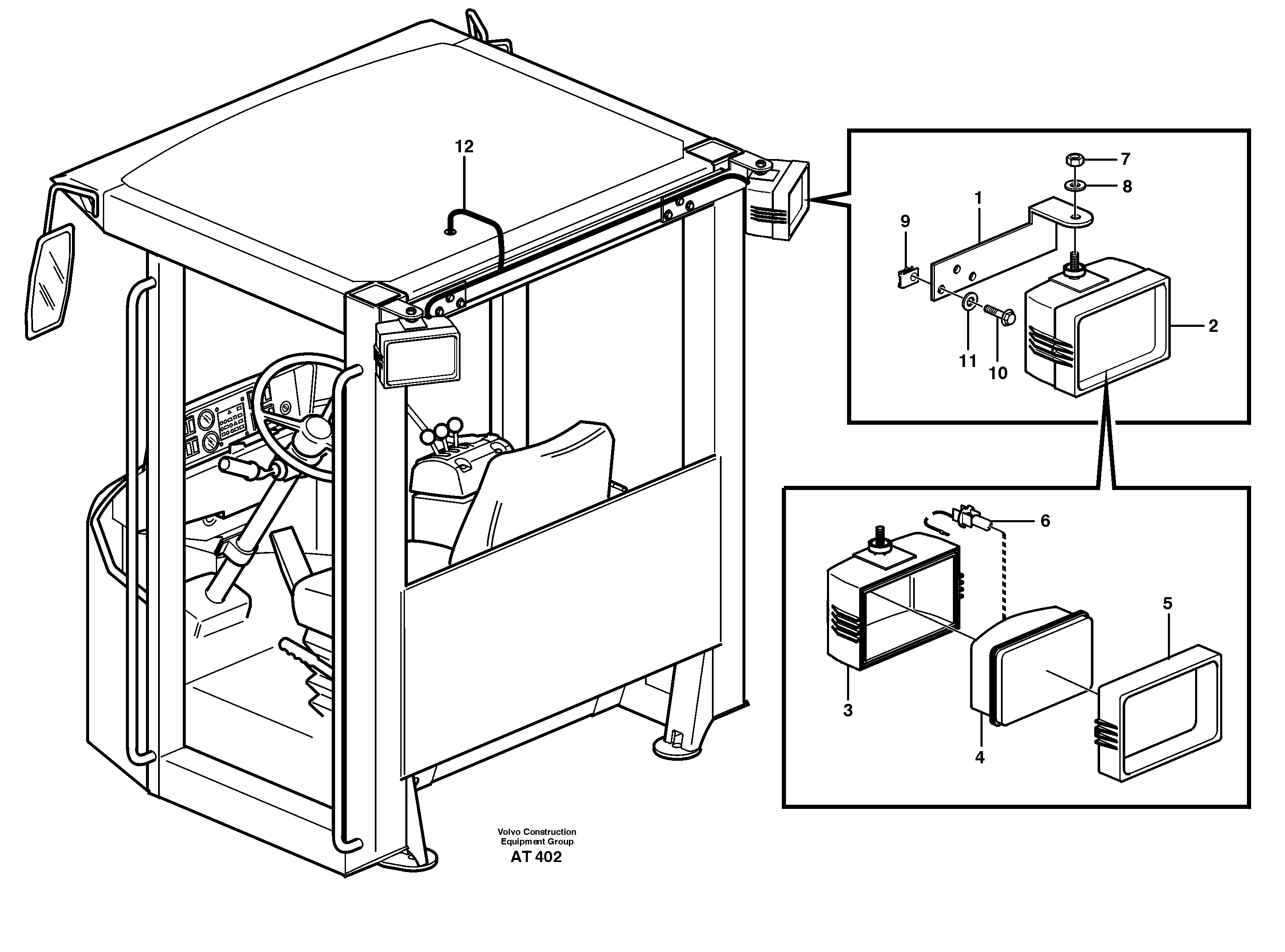 Work lights, rear 80029 — volvo parts diagram