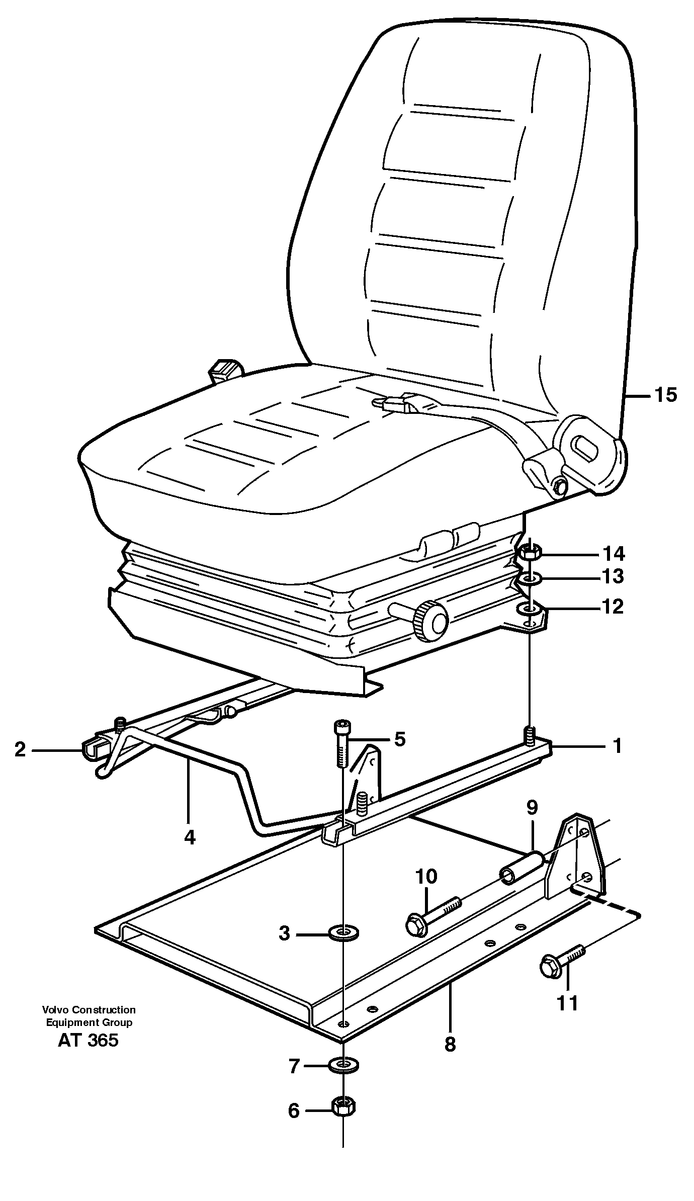 Operator seat with fitting parts  33275 — volvo parts diagram