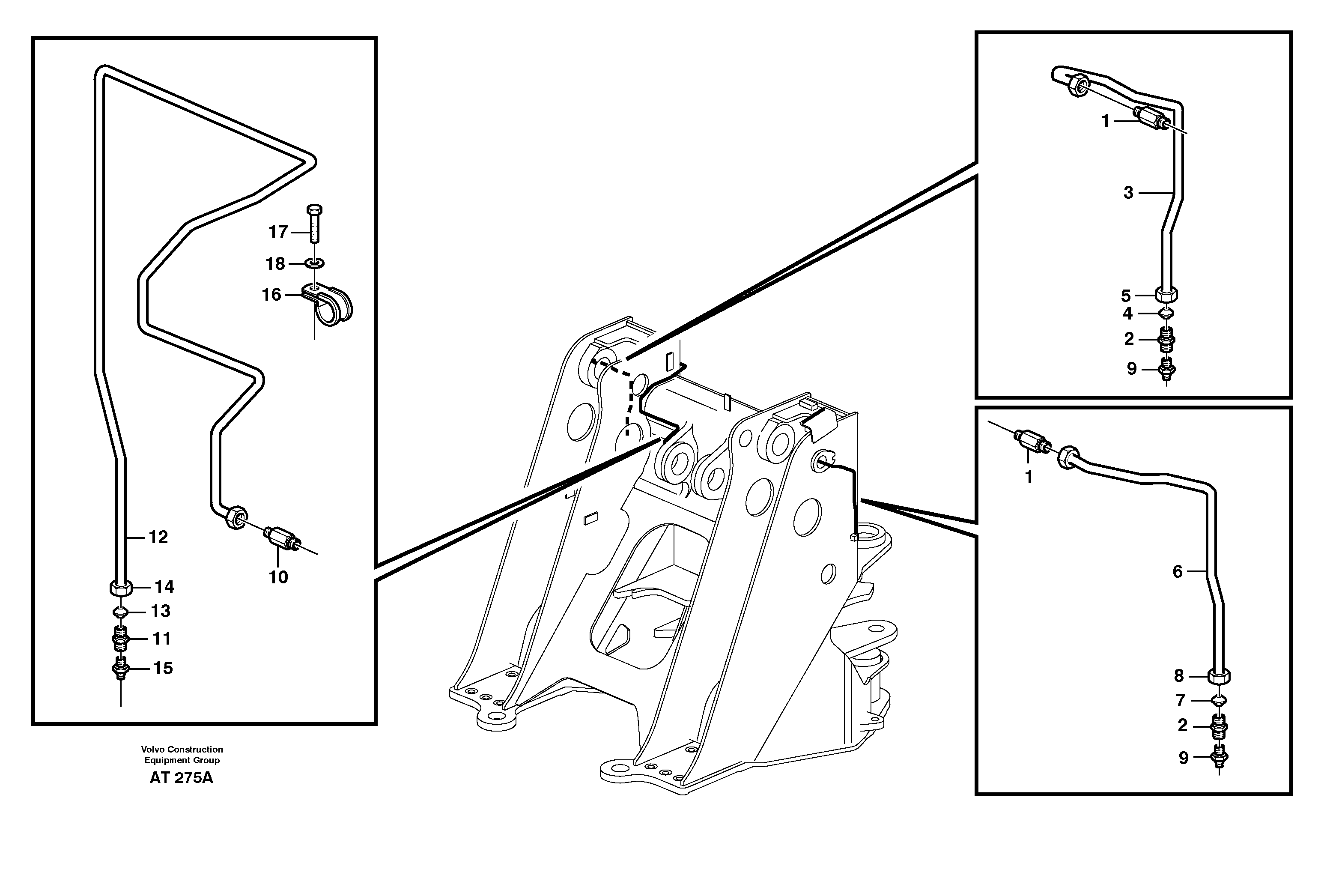 Extended lube points for lift arm system — volvo parts diagram