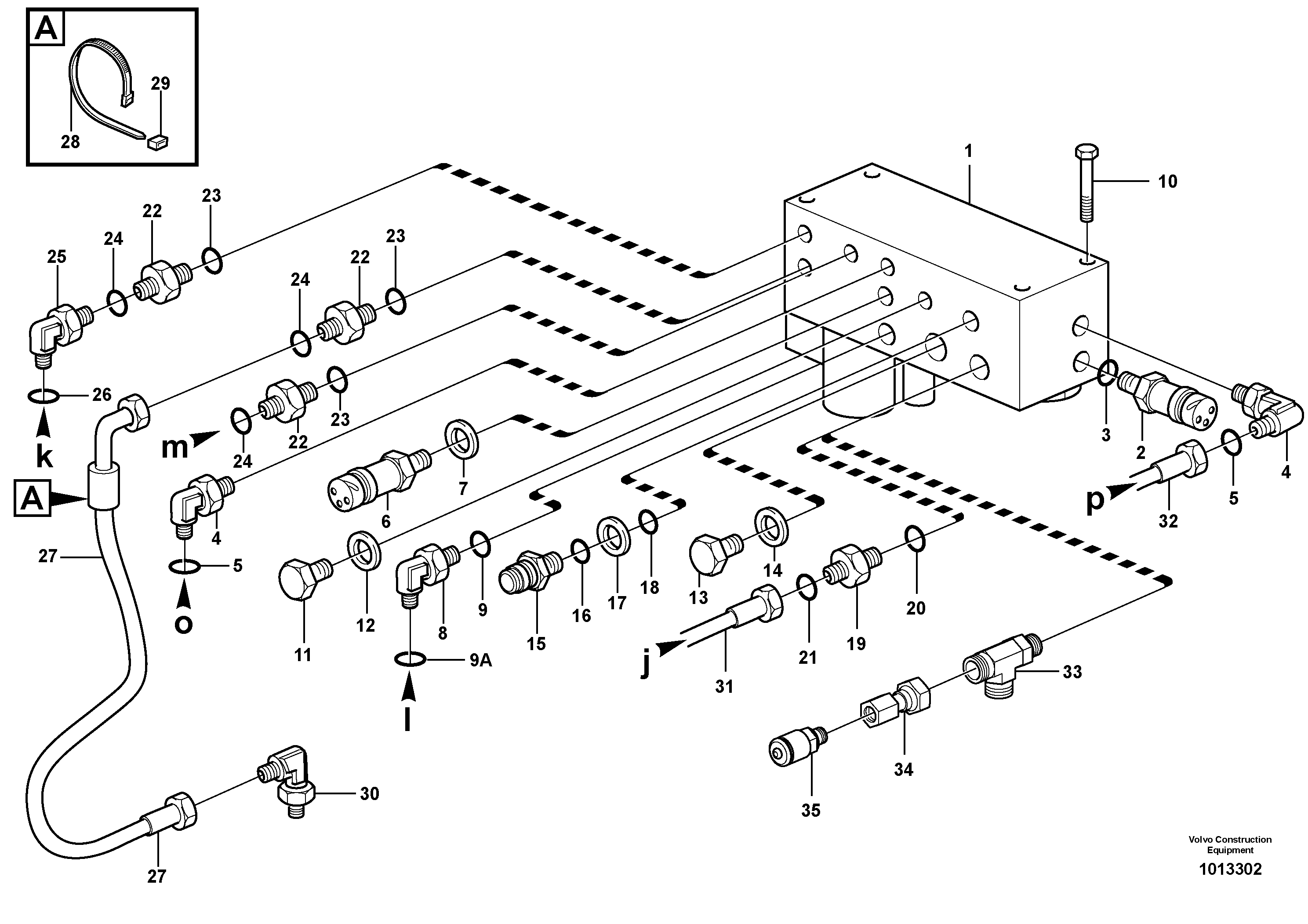 Hydraulic brake system, motor unit, valve body — volvo parts diagram