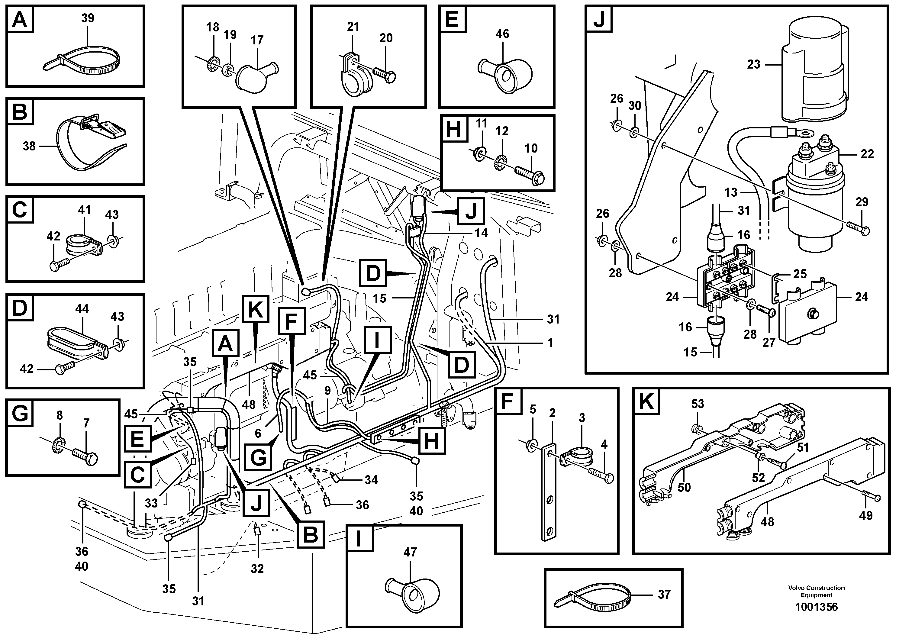 Cable harnesses, front — volvo parts diagram