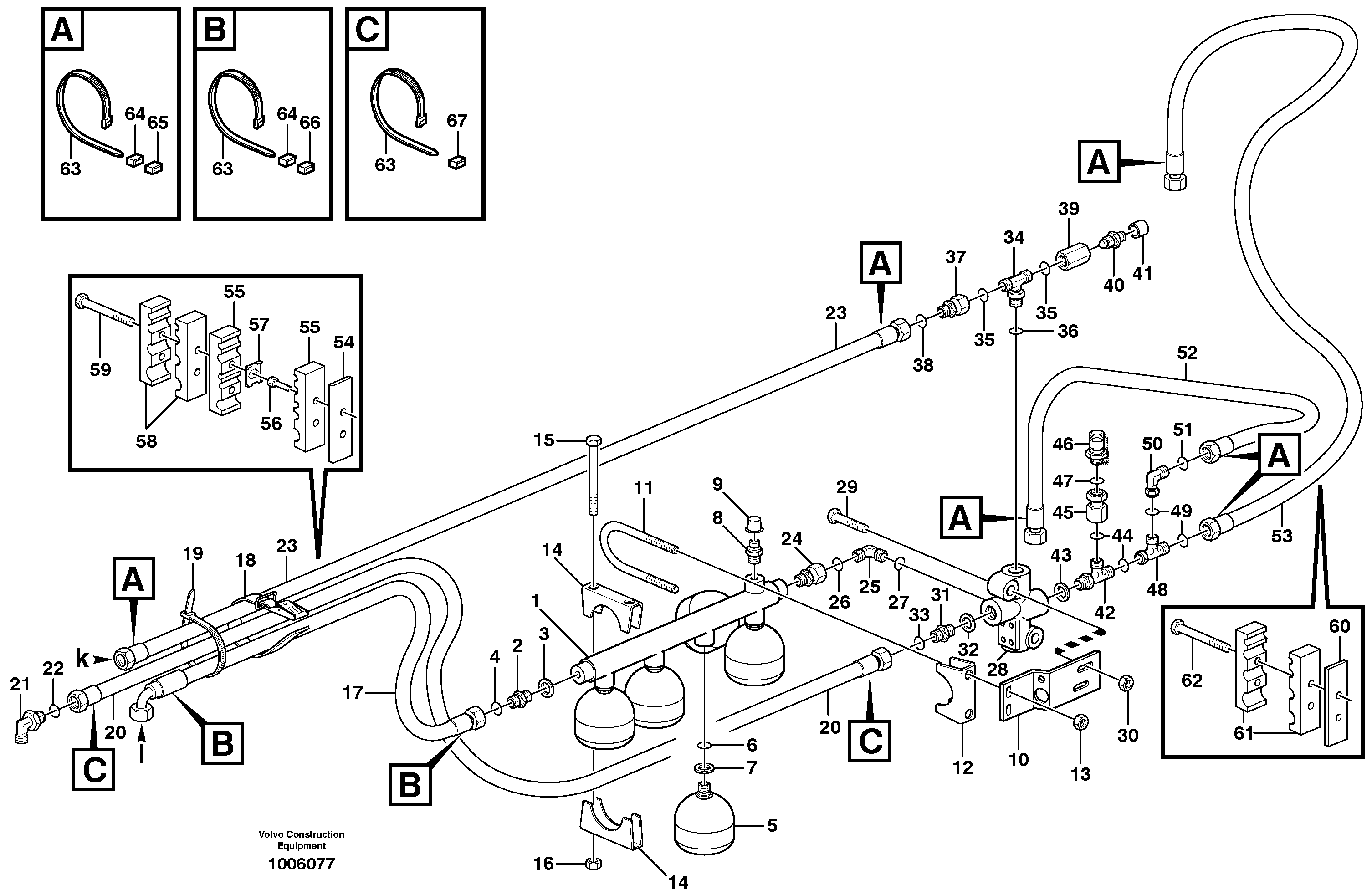 Hydraulic brake system, load unit  SER NO 10625 -, SER NO 60275 -  USA — volvo parts diagram