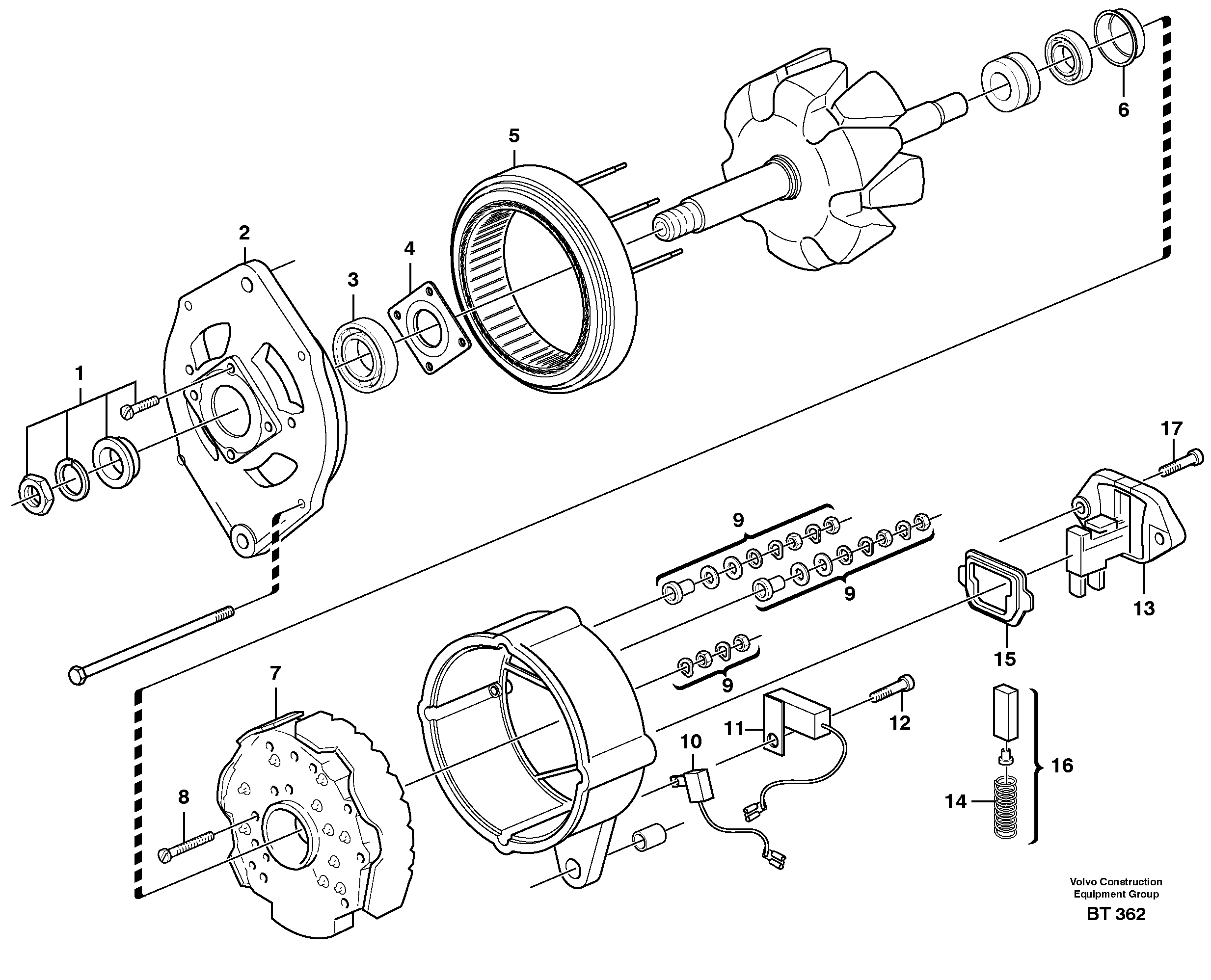 Alternator  SER NO - 12000, SER NO - 70000 BRA — volvo parts diagram