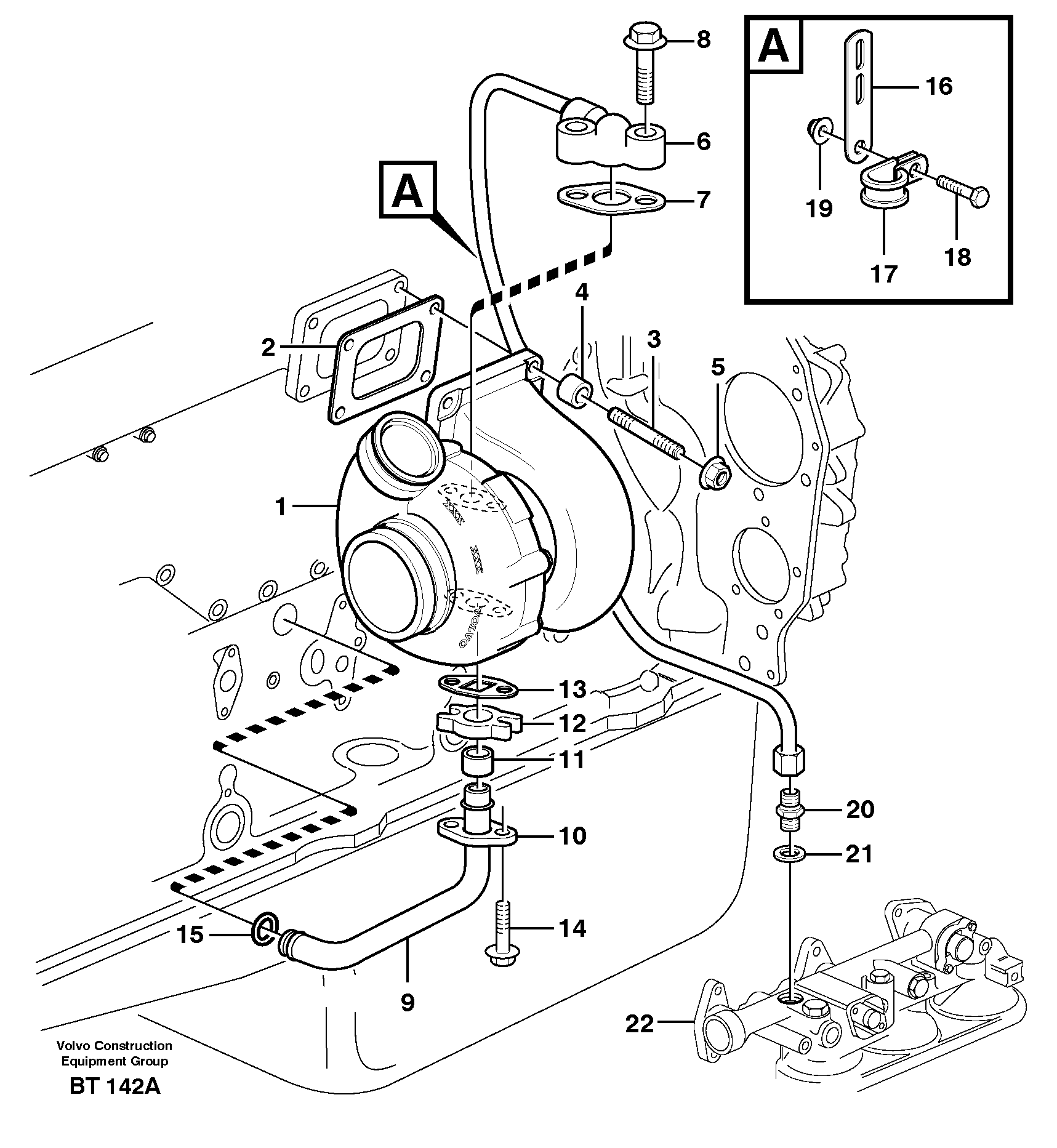 Turbocharger with fitting parts — volvo parts diagram