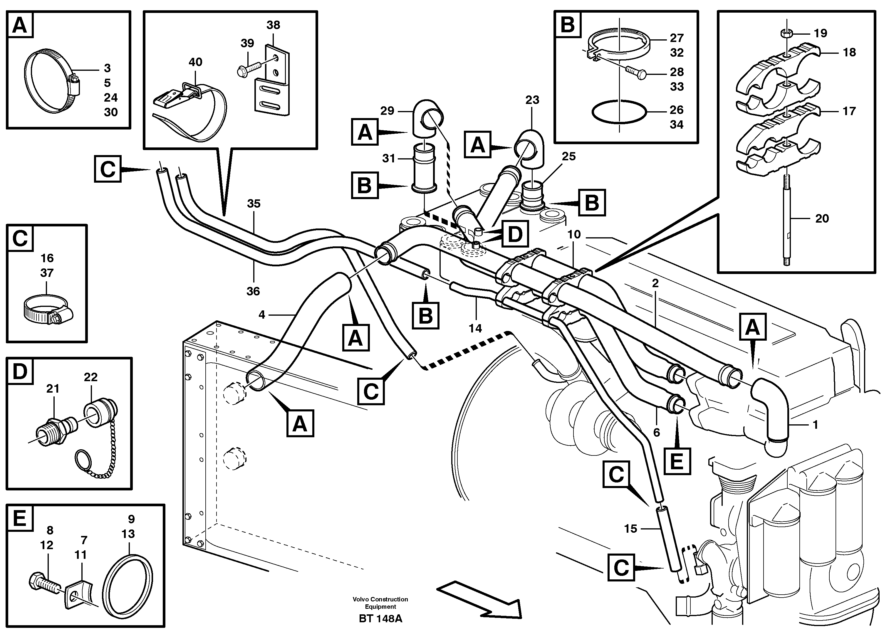 Cooling system, motor - retarder — volvo parts diagram