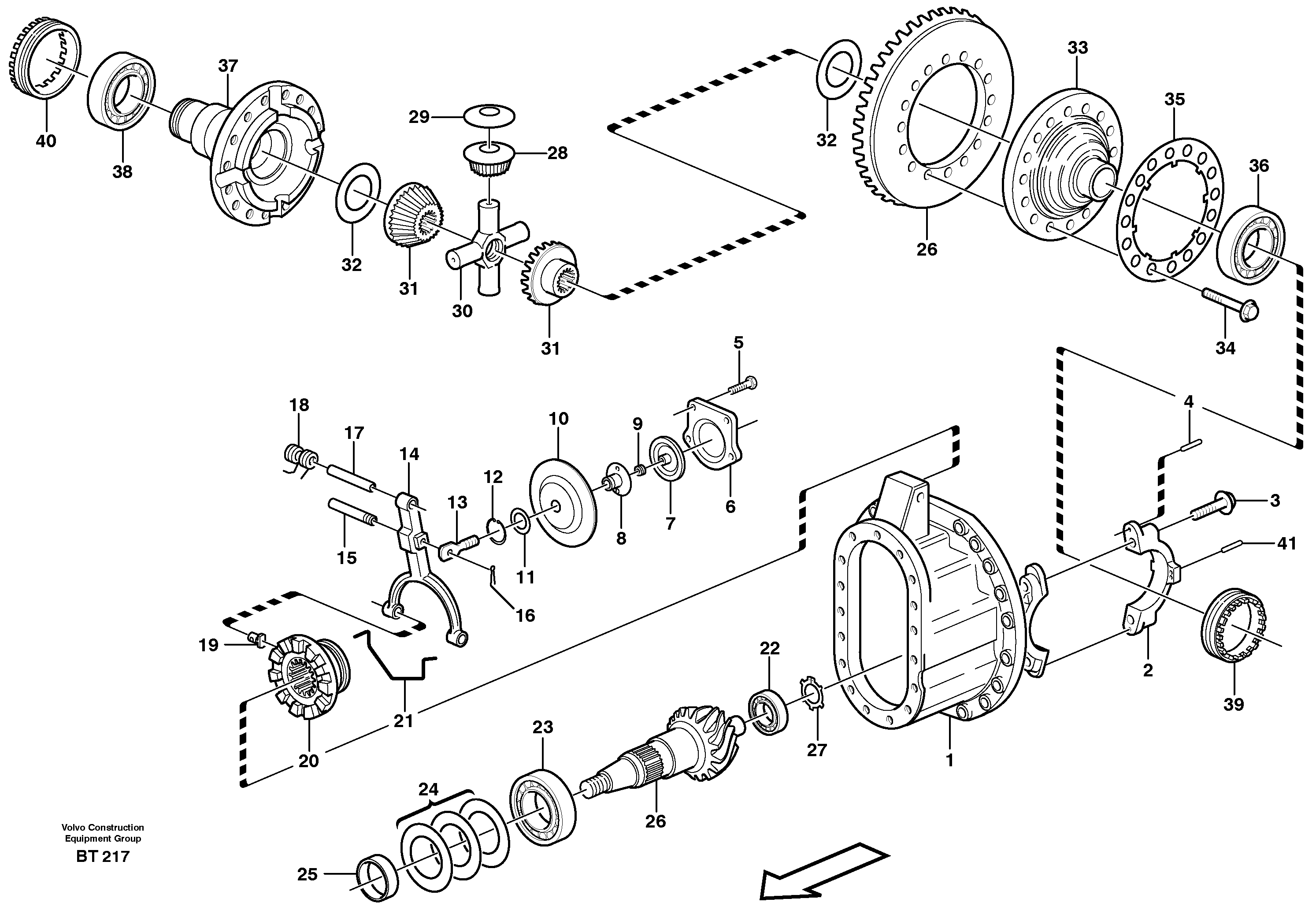 Final drive  AHW 71M PROD NO 23790, AHW 71 P PROD NO 23927 — volvo parts diagram