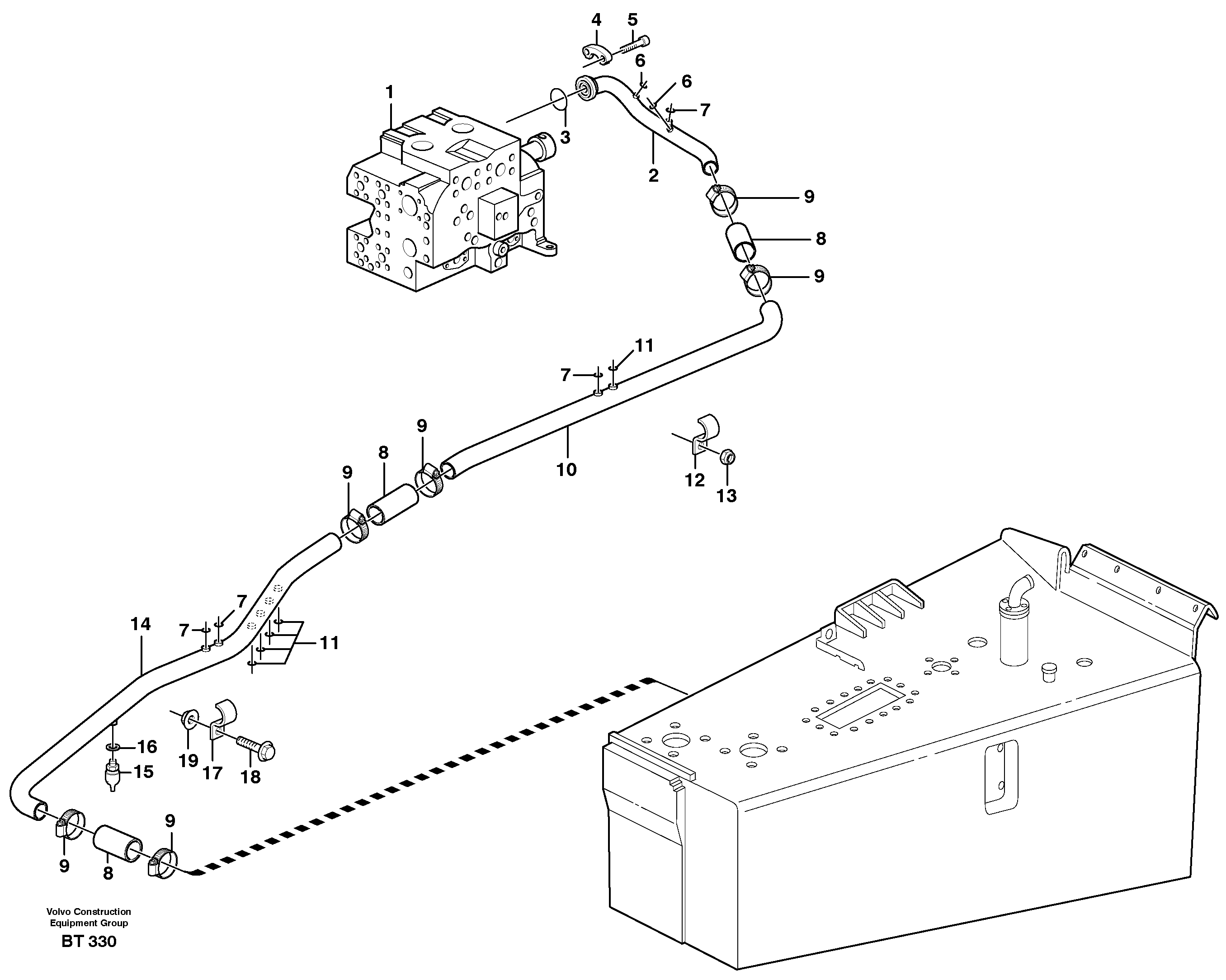 Hydraulic system, motor unit — volvo parts diagram