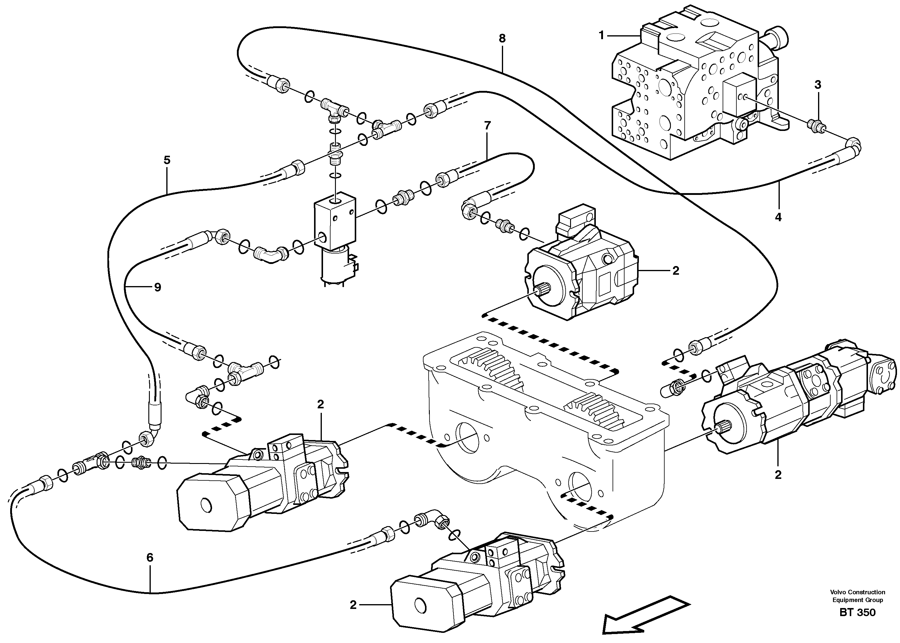 Hydraulic system, motor unit  SER NO - 11101 — volvo parts diagram