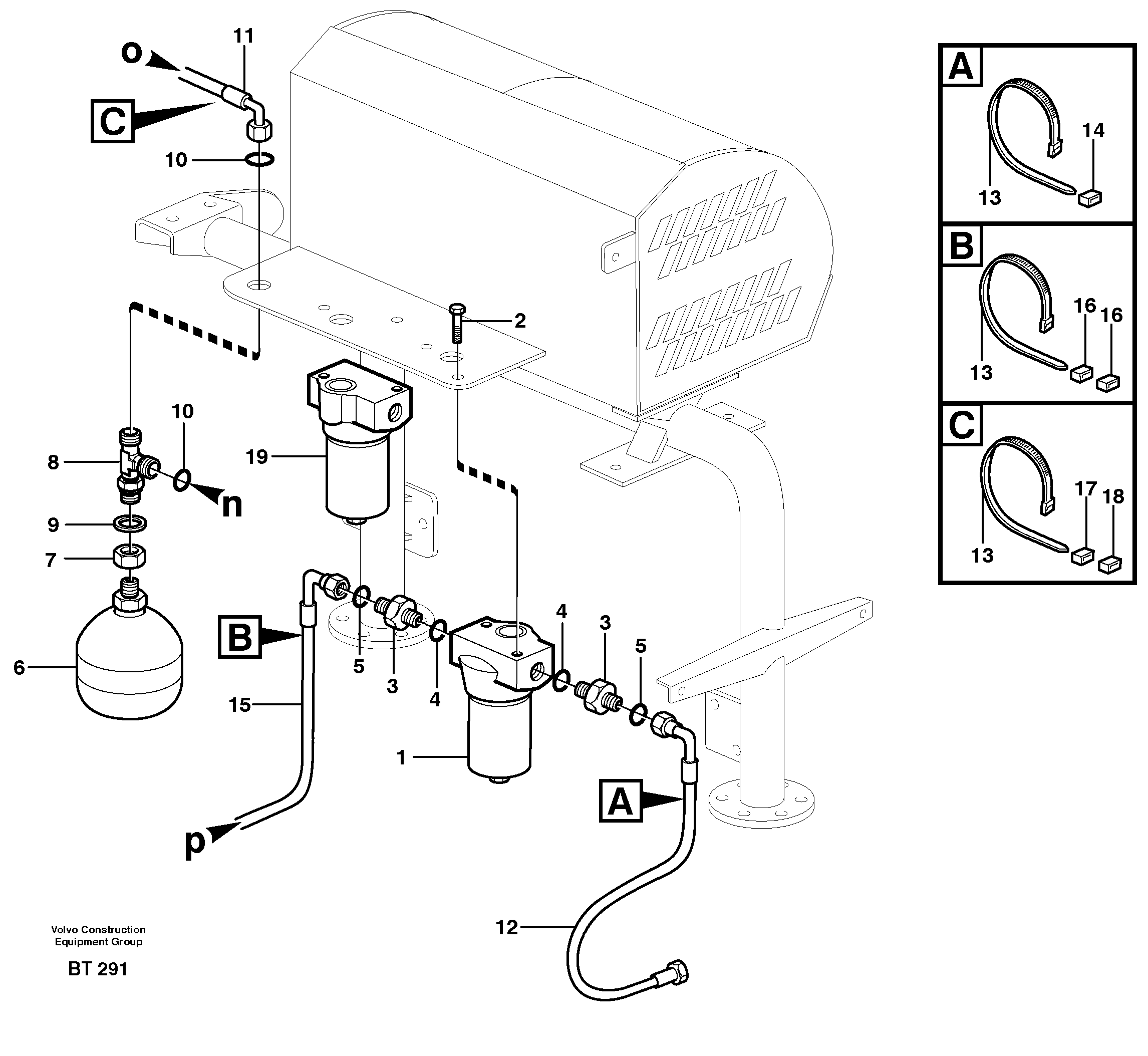 Hydraulic brake system, motor unit — volvo parts diagram