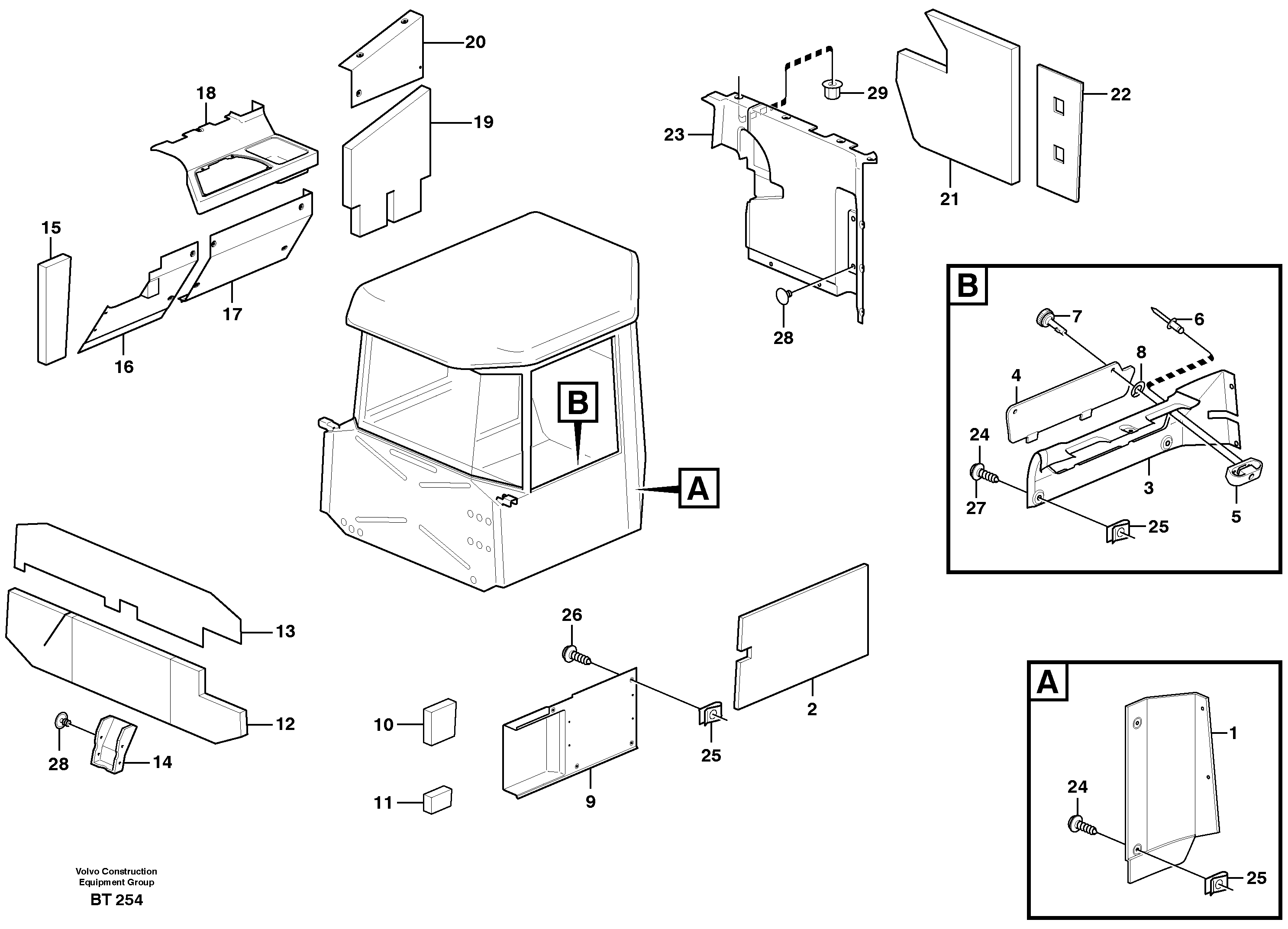 Upholstery and insulation, cab side and climate unit — volvo parts diagram