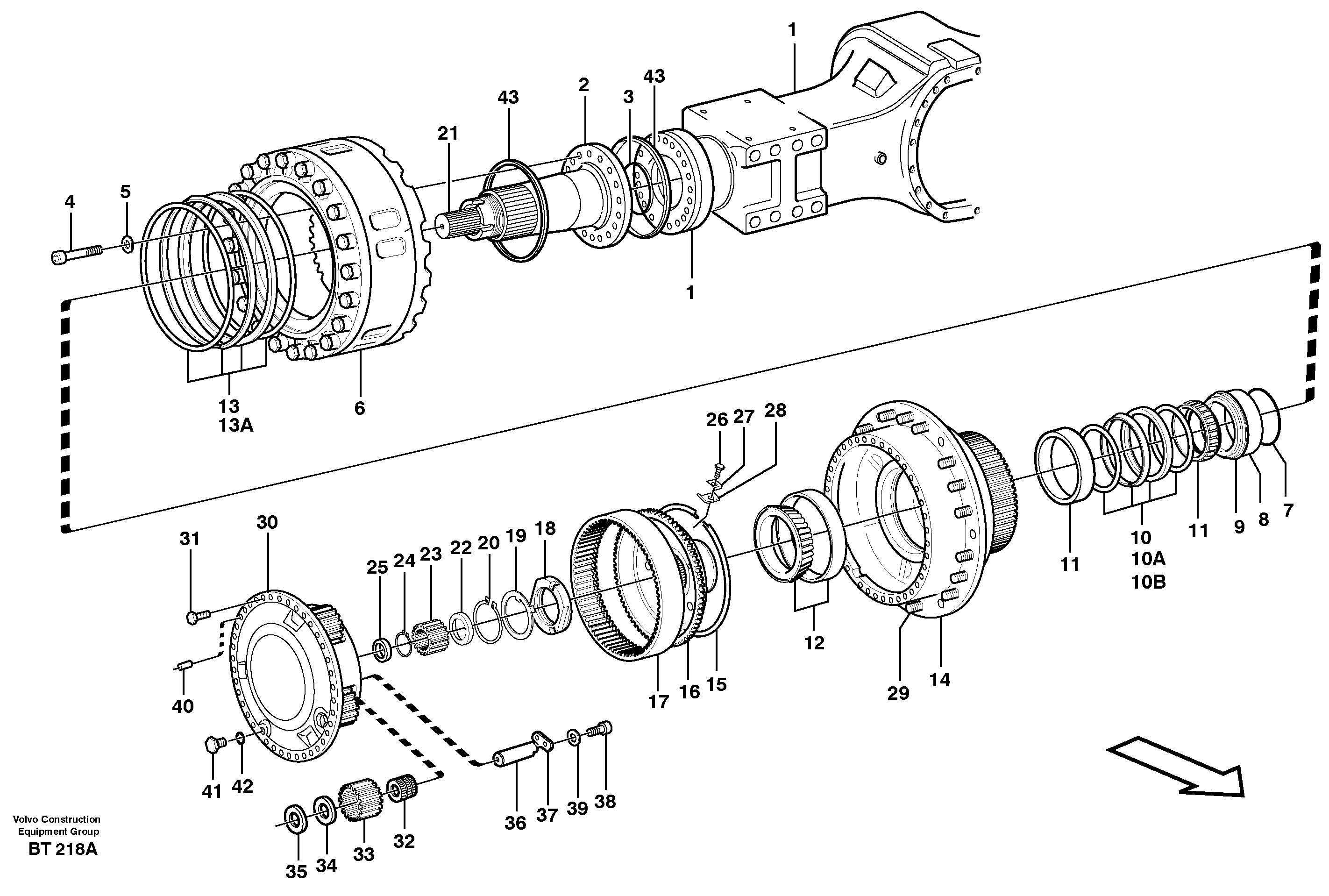 Hub reduction, axle 1 load unit  AHW 71M PROD NO 23790, AHW 71 P PROD NO 23927 — volvo parts diagram