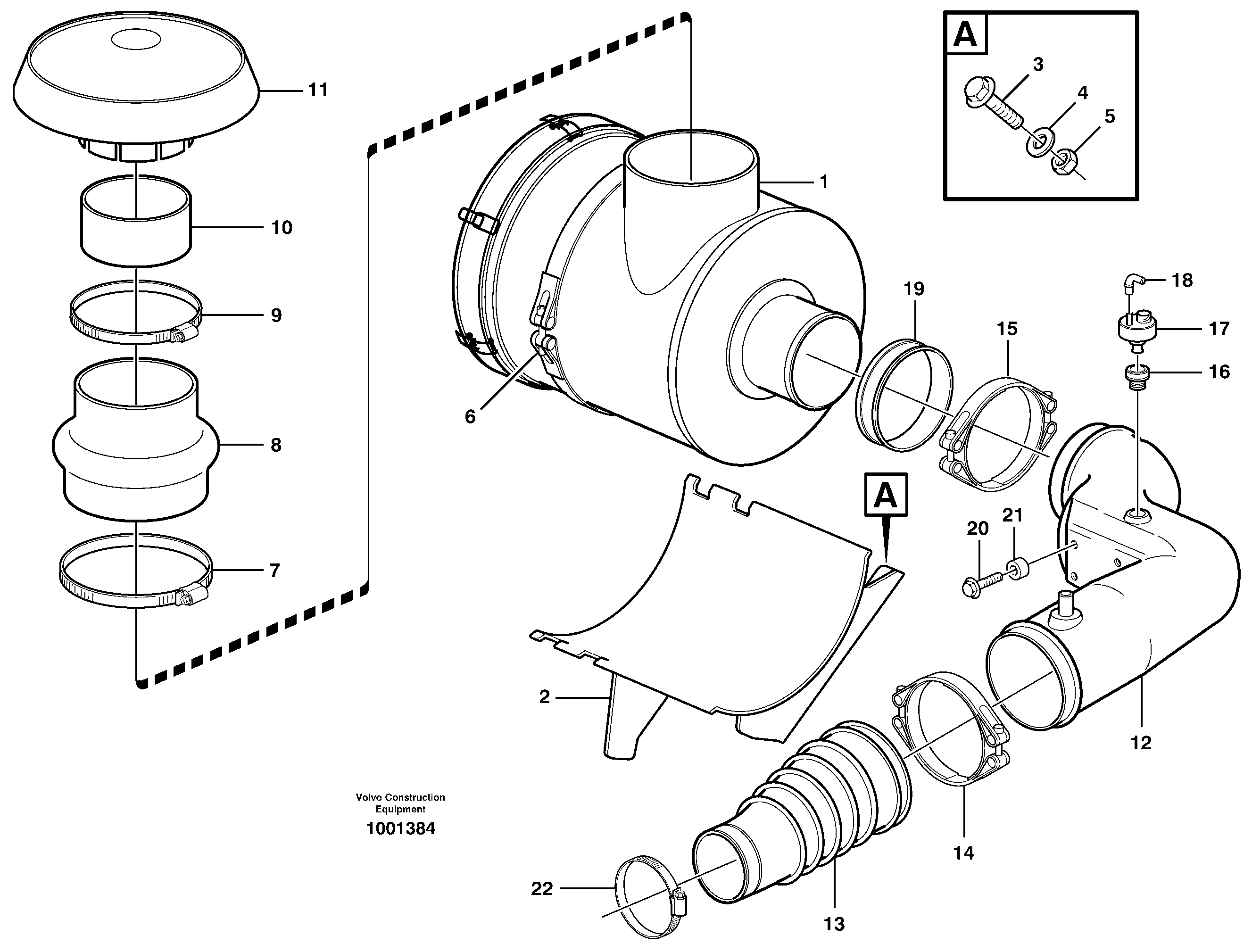 Air filter with fitting parts — volvo parts diagram