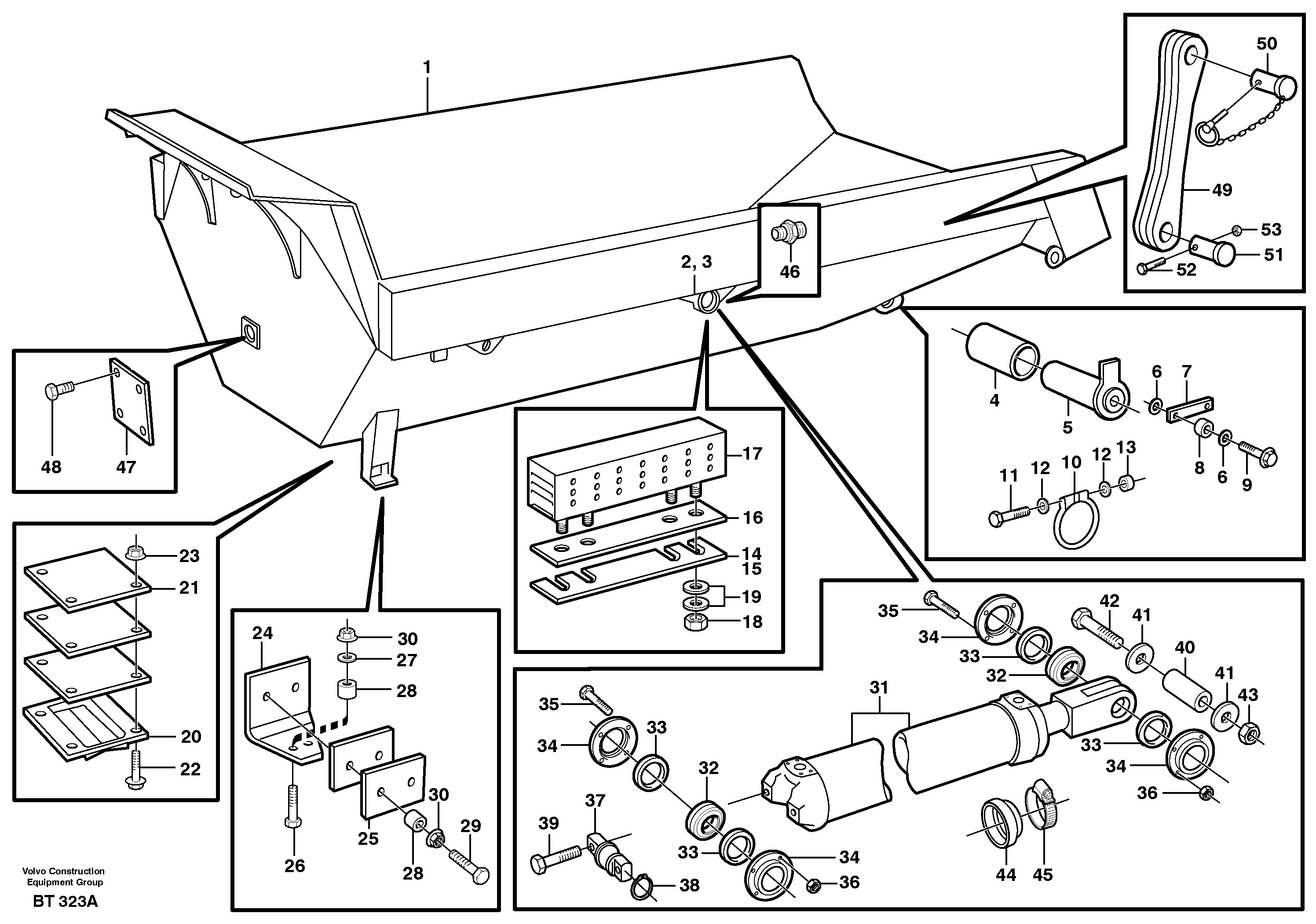 Dumper basket with fitting parts — volvo parts diagram