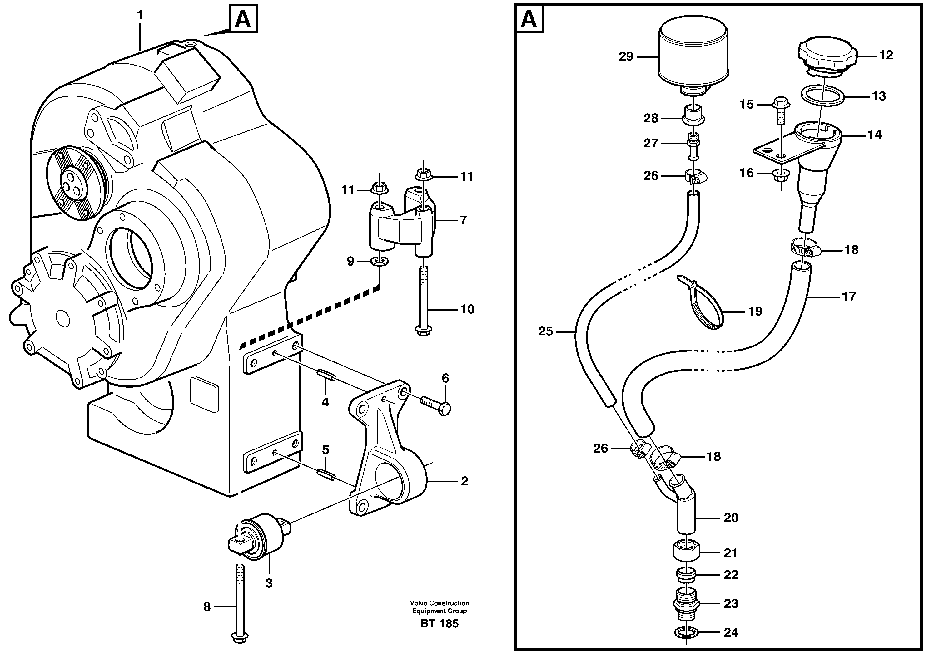 Drop box with fitting parts — volvo parts diagram