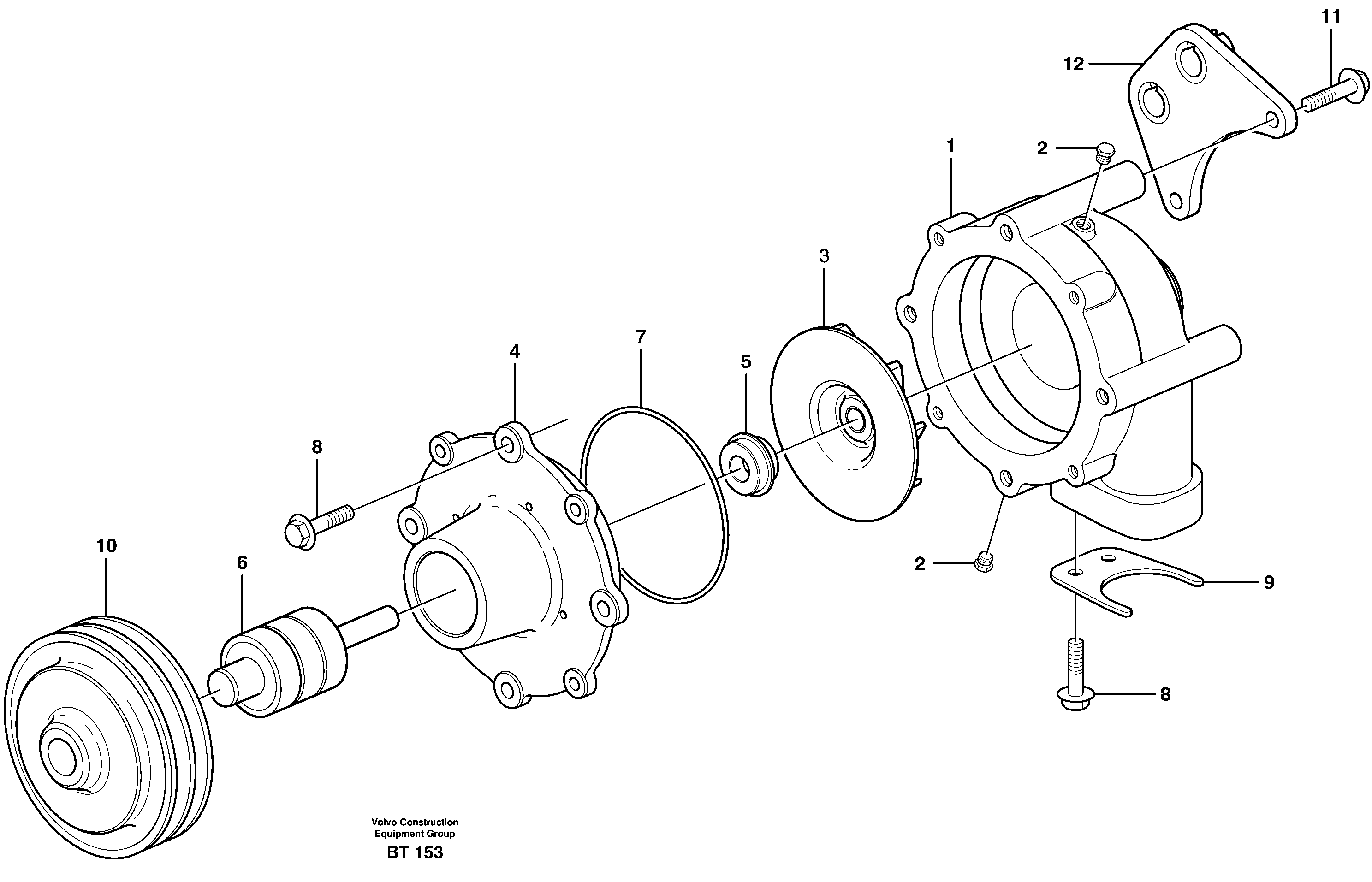 Water pump  8188166,8188778,8188779 — volvo parts diagram