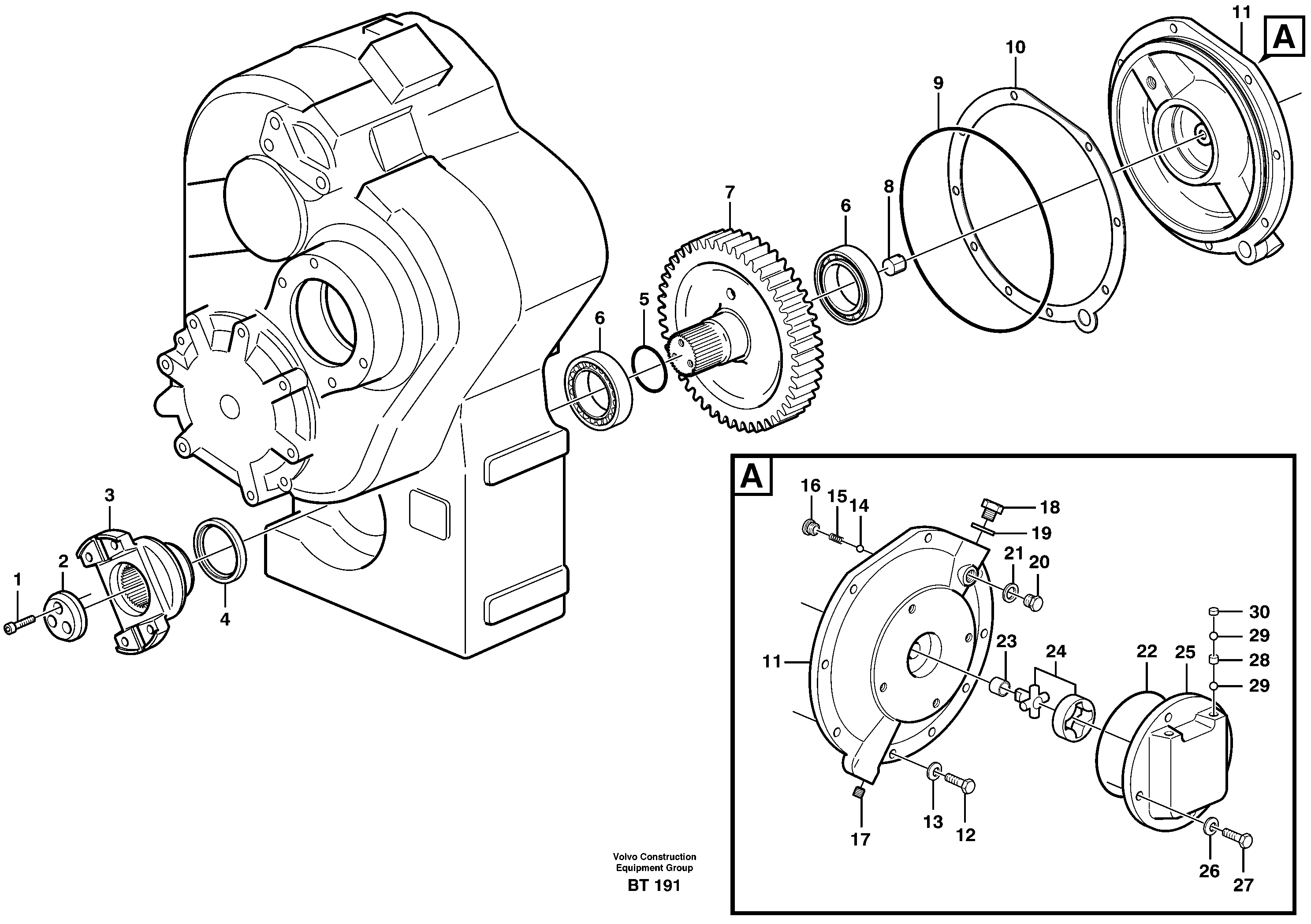 Lower shaft  22526, 22539, 22542 — volvo parts diagram