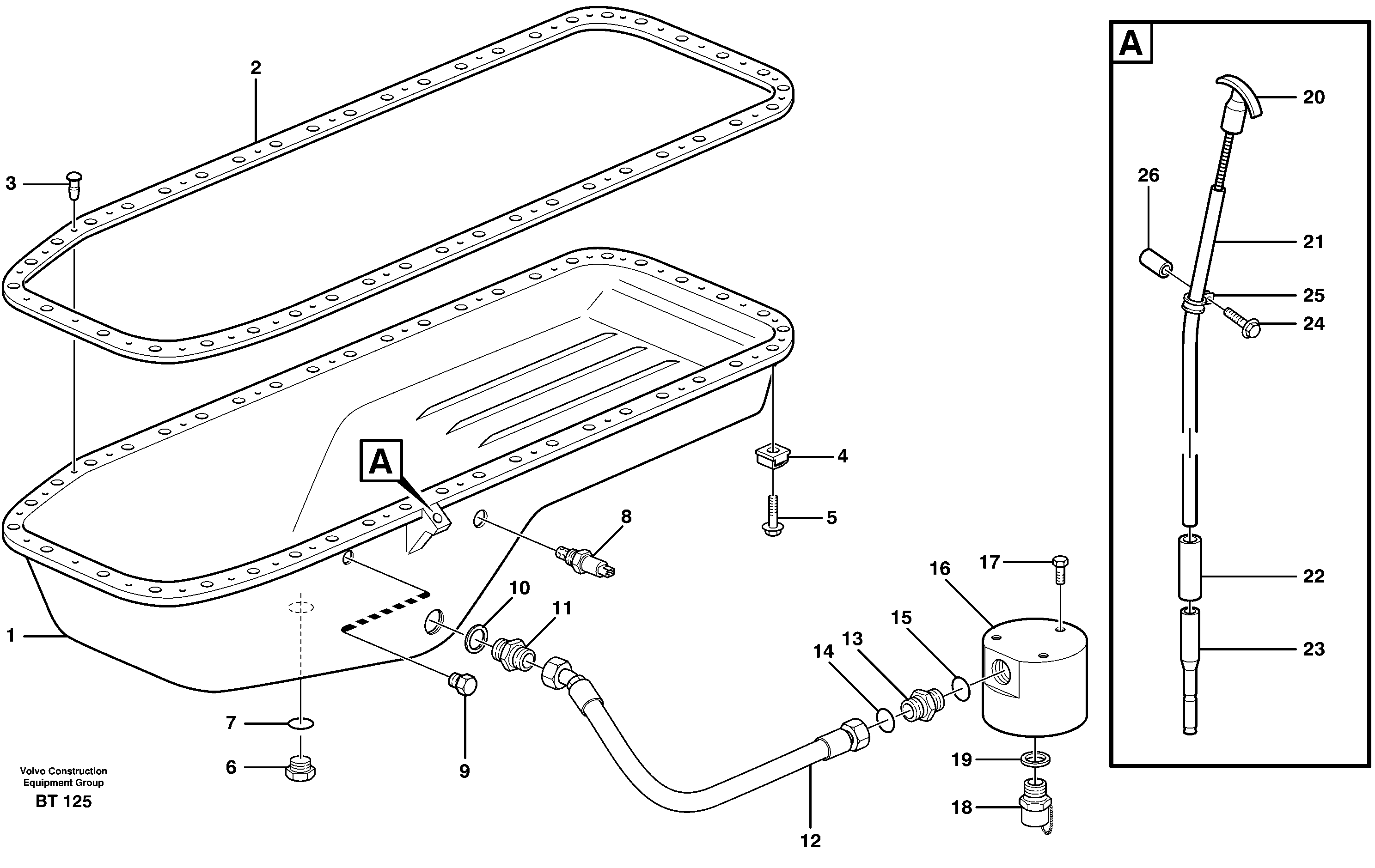 Oil sump  SER NO - 12000, SER NO - 70000 BRA — volvo parts diagram