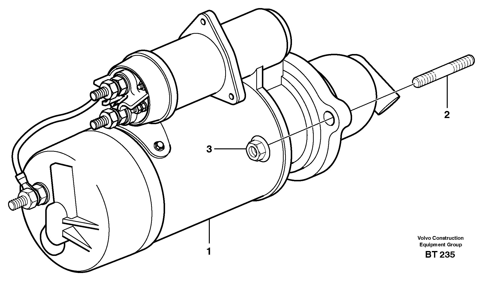 Starter motor with assembling details — volvo parts diagram