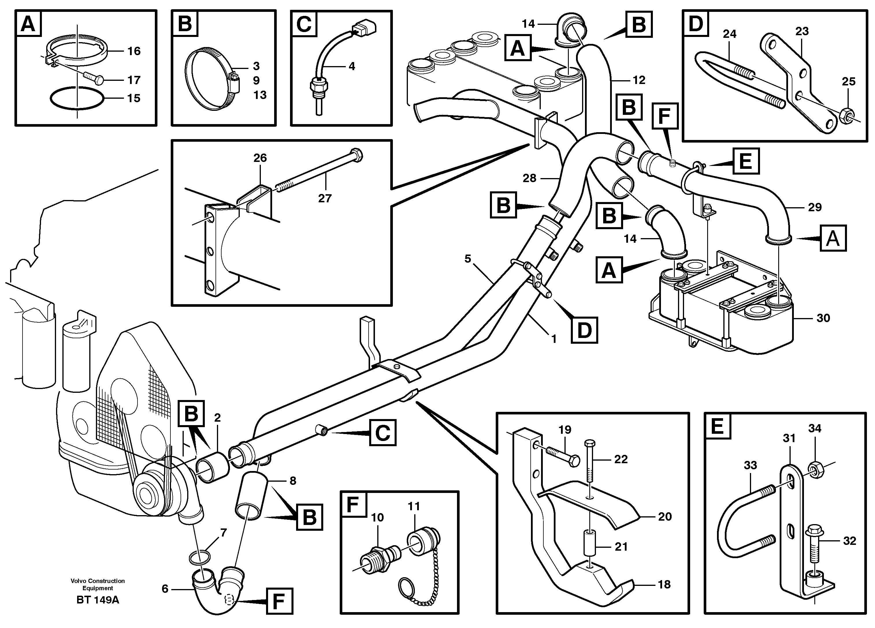 Cooling system, secondary pump - converter — volvo parts diagram
