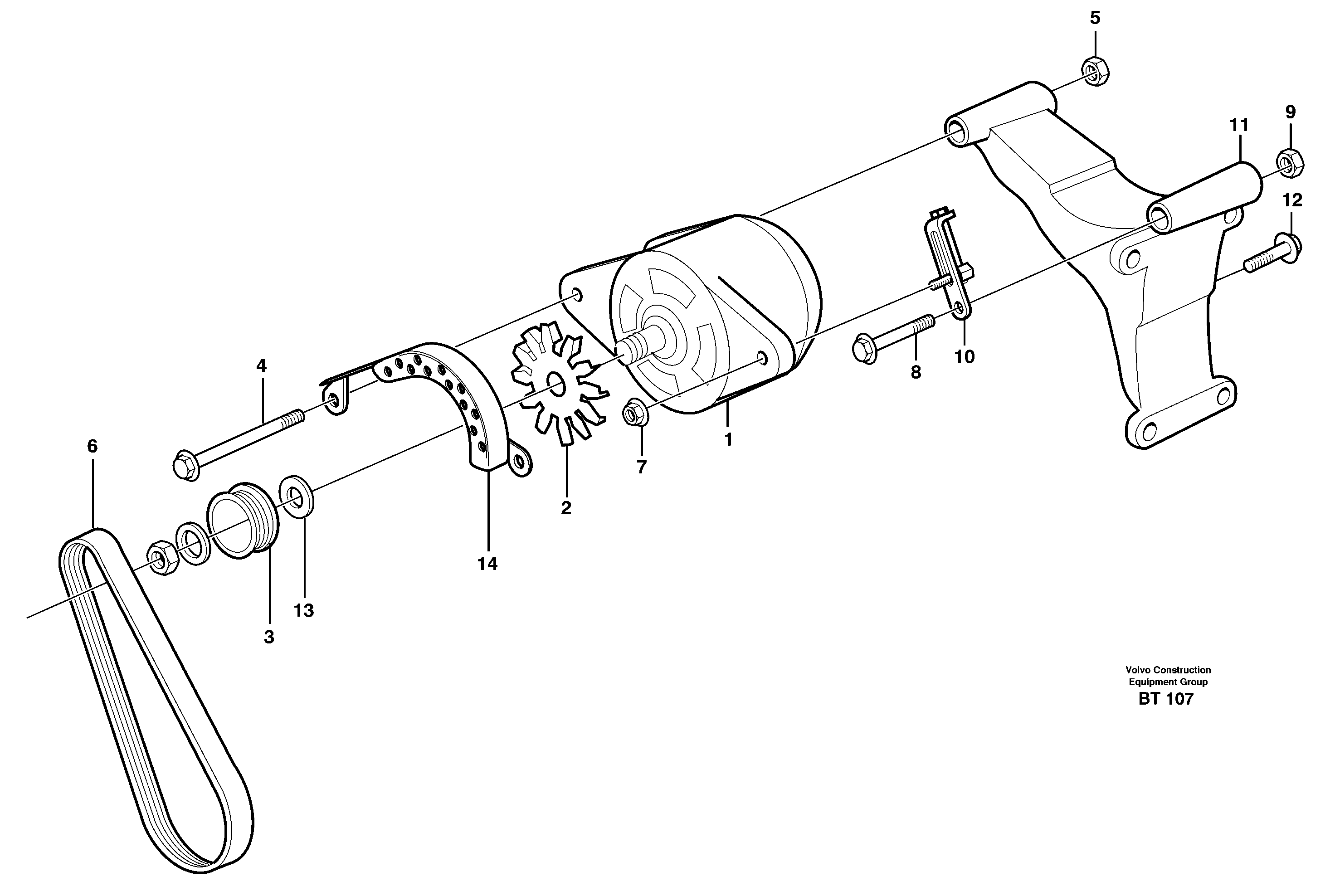 Alternator with assembling details — volvo parts diagram