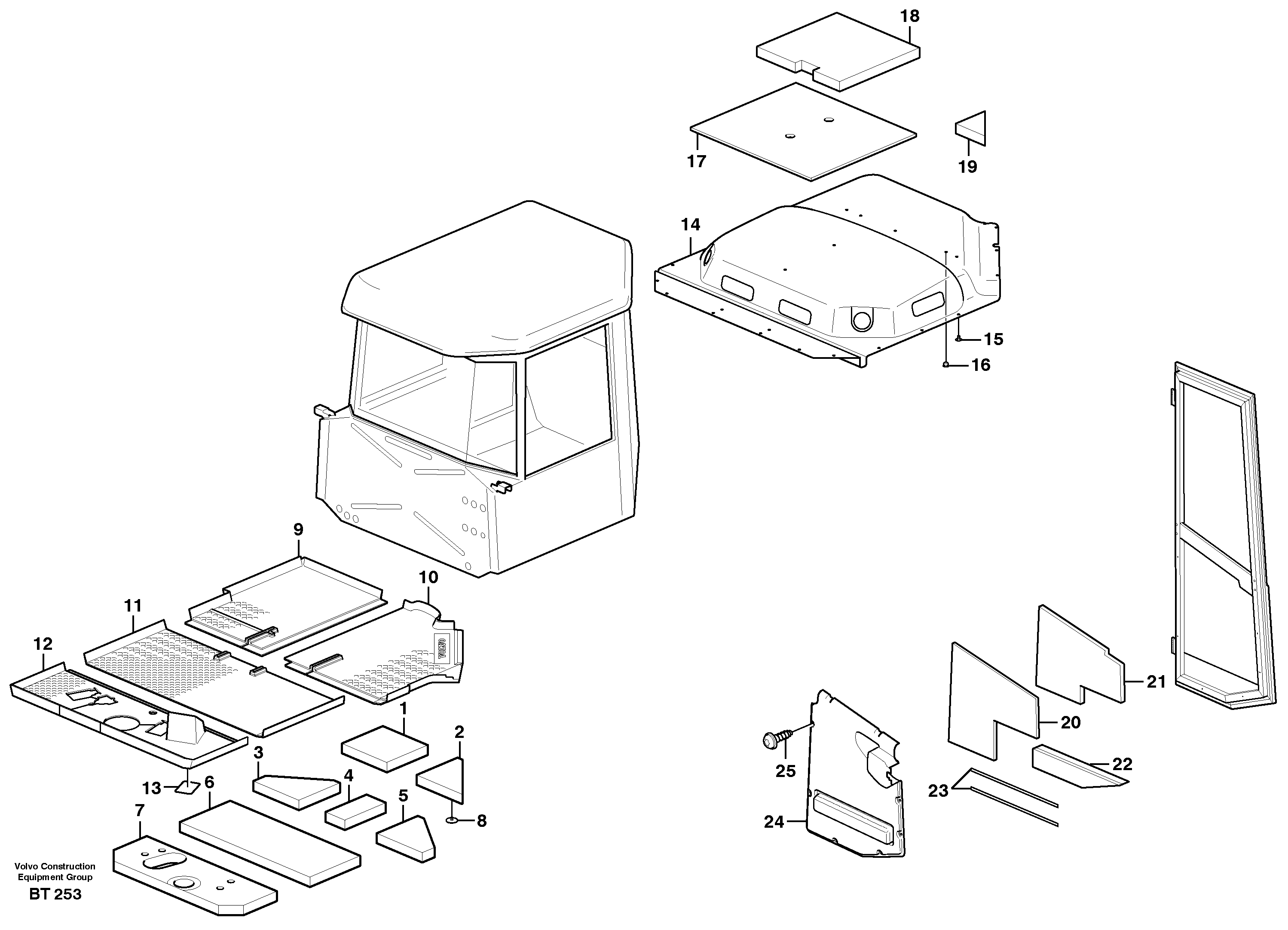 Upholstery and insulation, floor, door and roof — volvo parts diagram