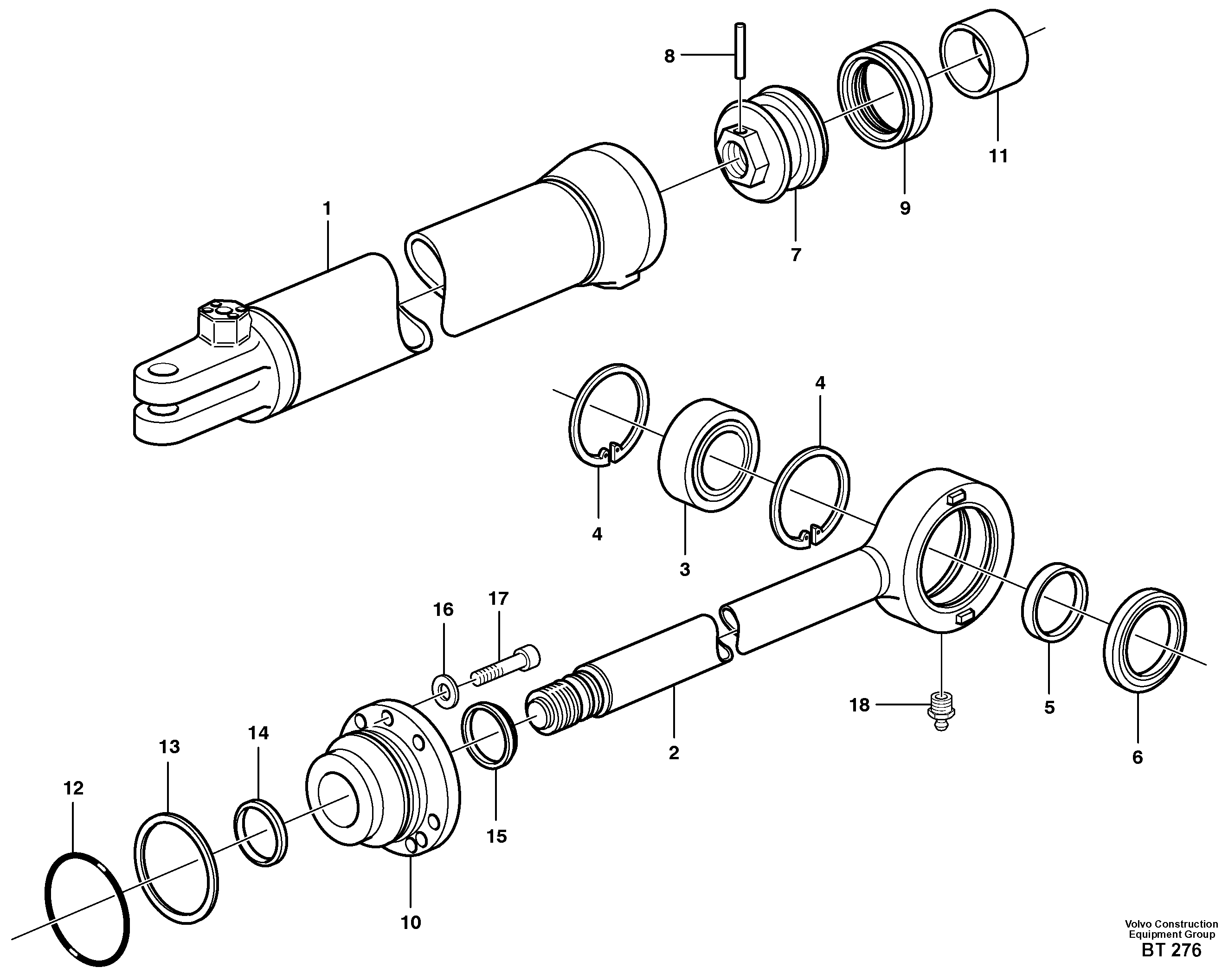 Hydraulic cylinder  SER NO - 10848 — volvo parts diagram