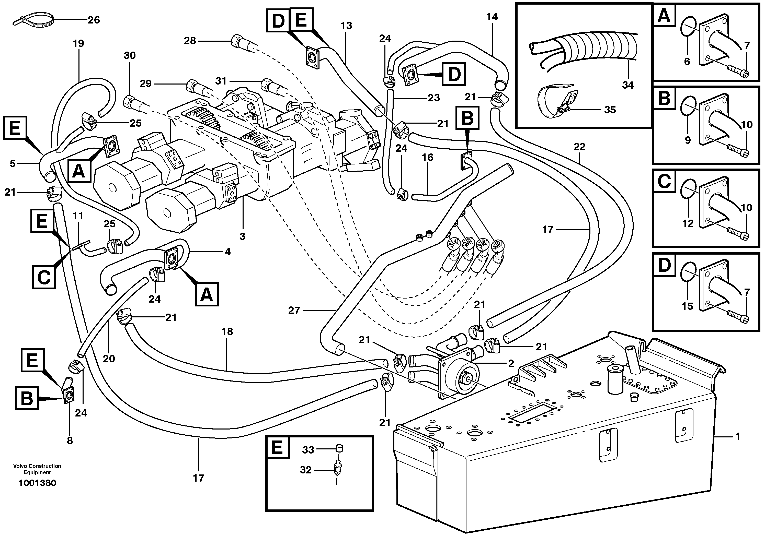 Hydraulic system, motor unit  SER NO - 11101 — volvo parts diagram