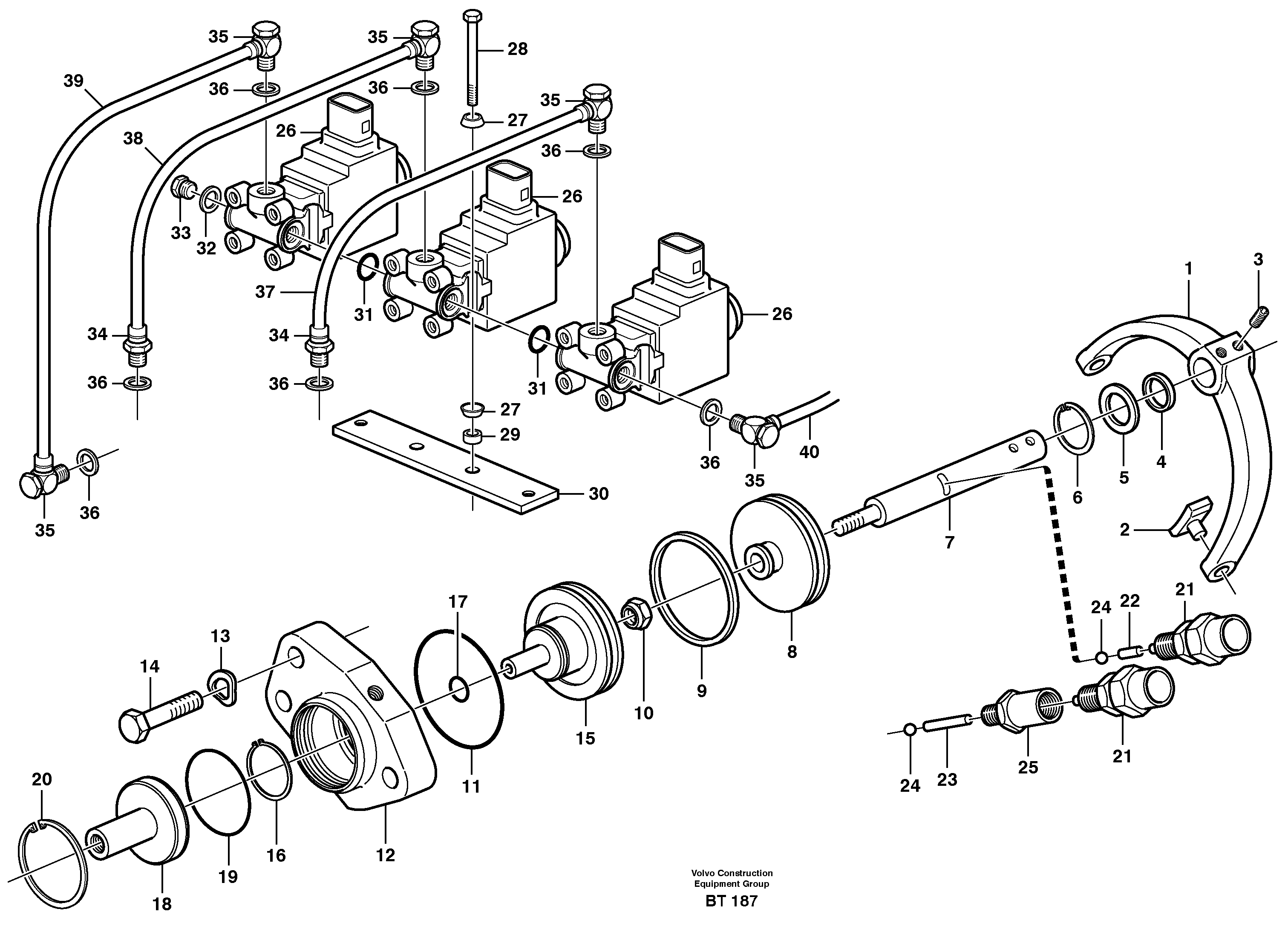 Control for high and low gear  22529, 22539, 22542 — volvo parts diagram