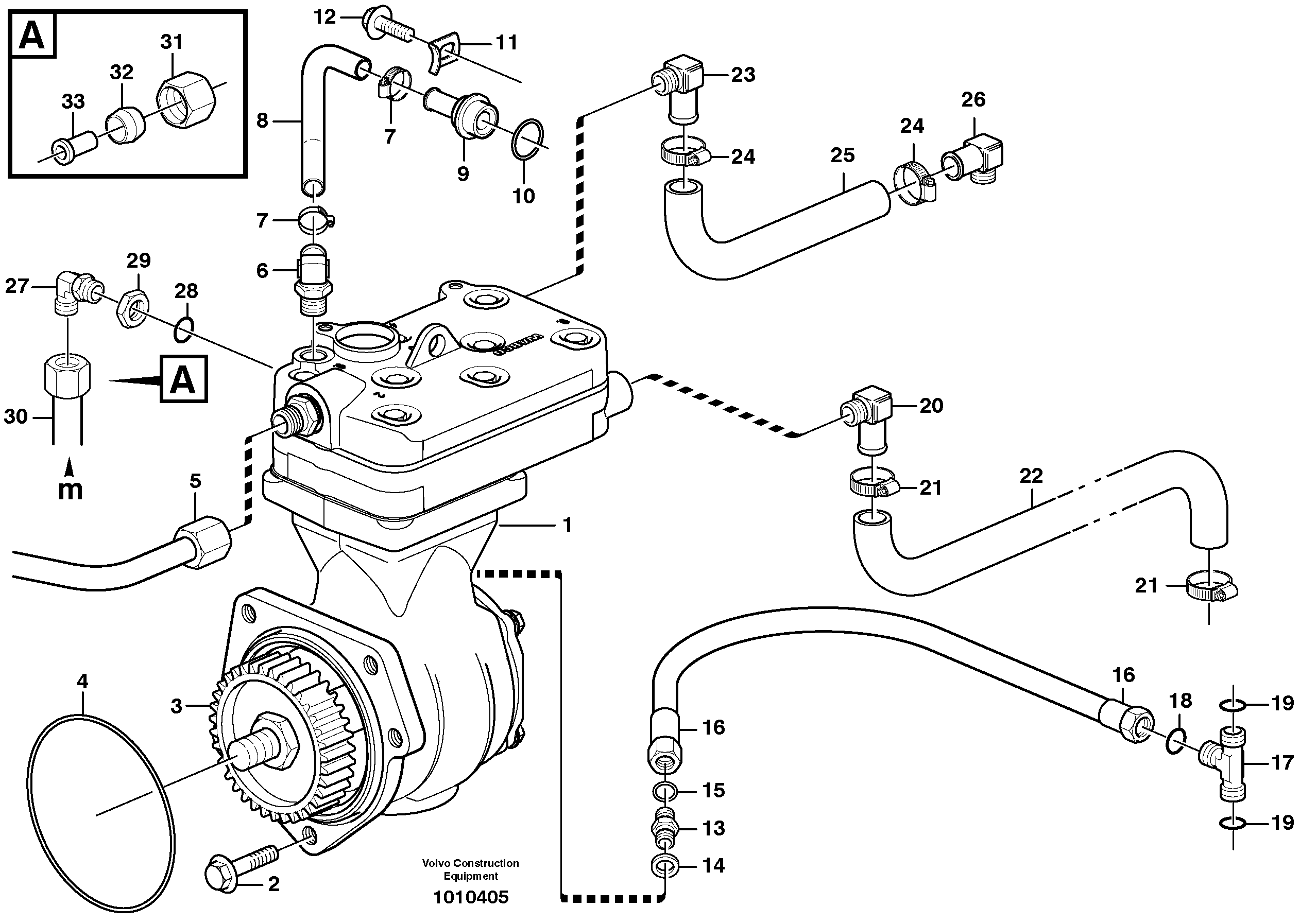 Air-compressor with fitting parts  SER NO 10949 - 10955, 10958 - — volvo parts diagram