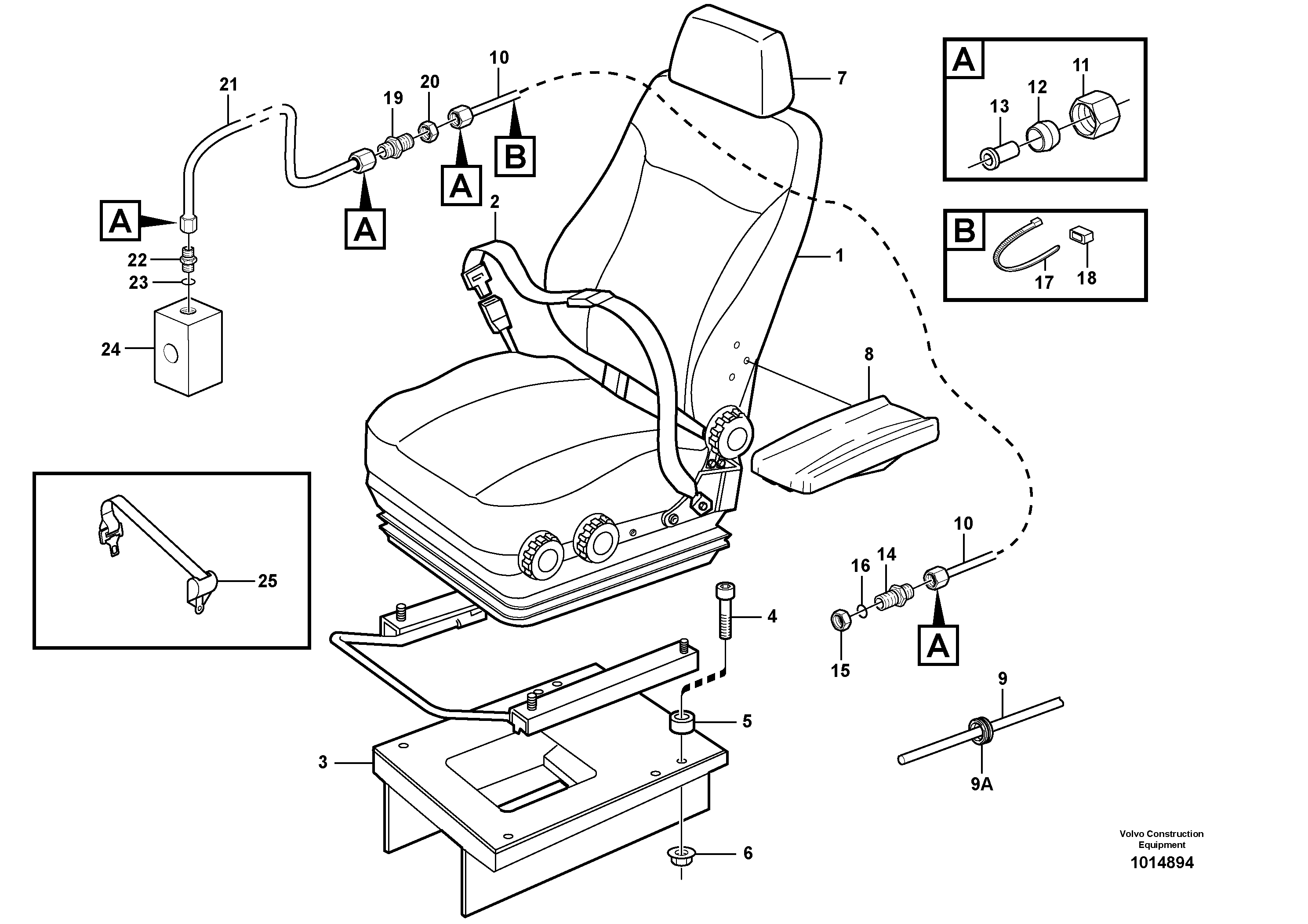 Operator seat with fitting parts — volvo parts diagram