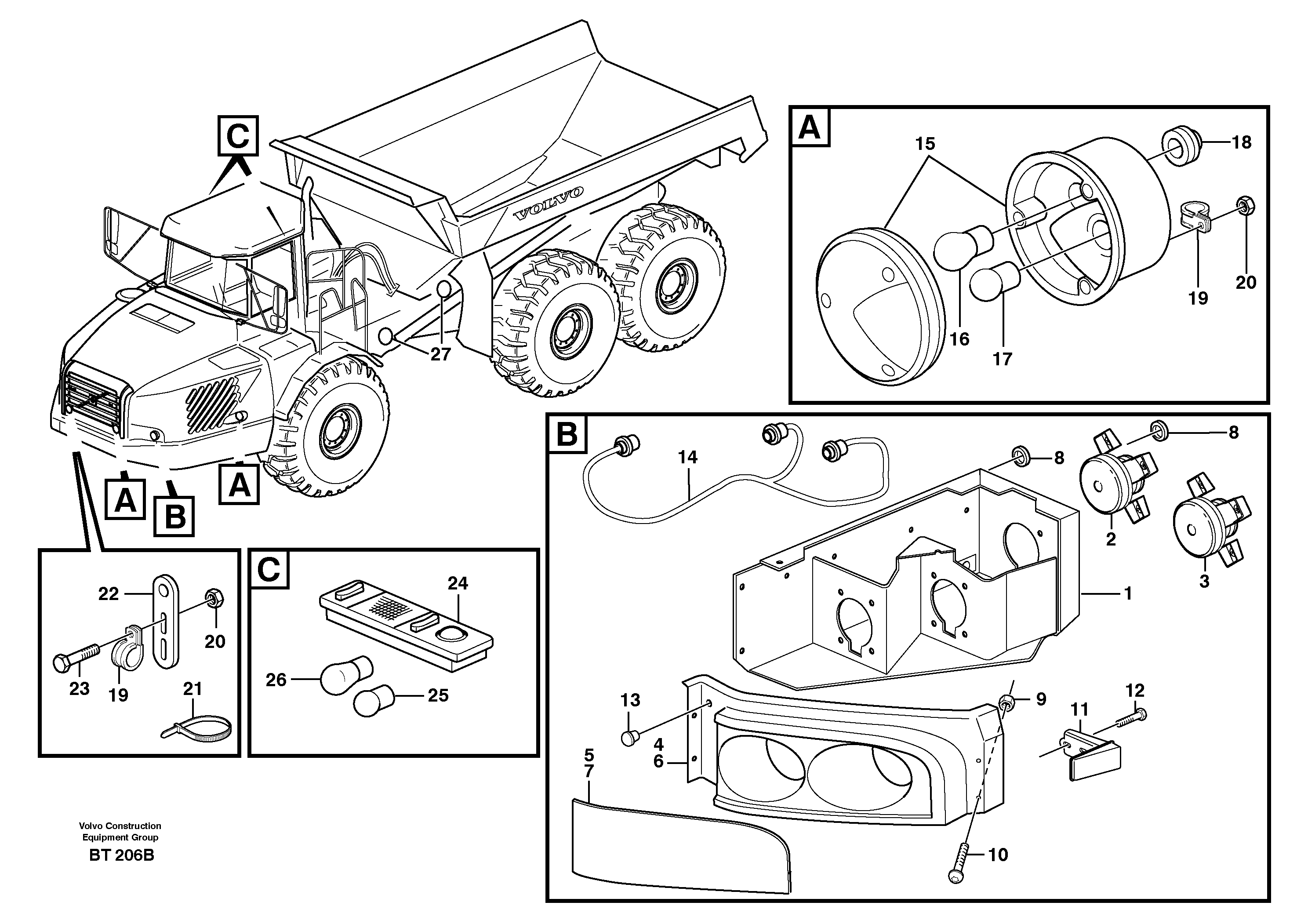 Lighting, front — volvo parts diagram