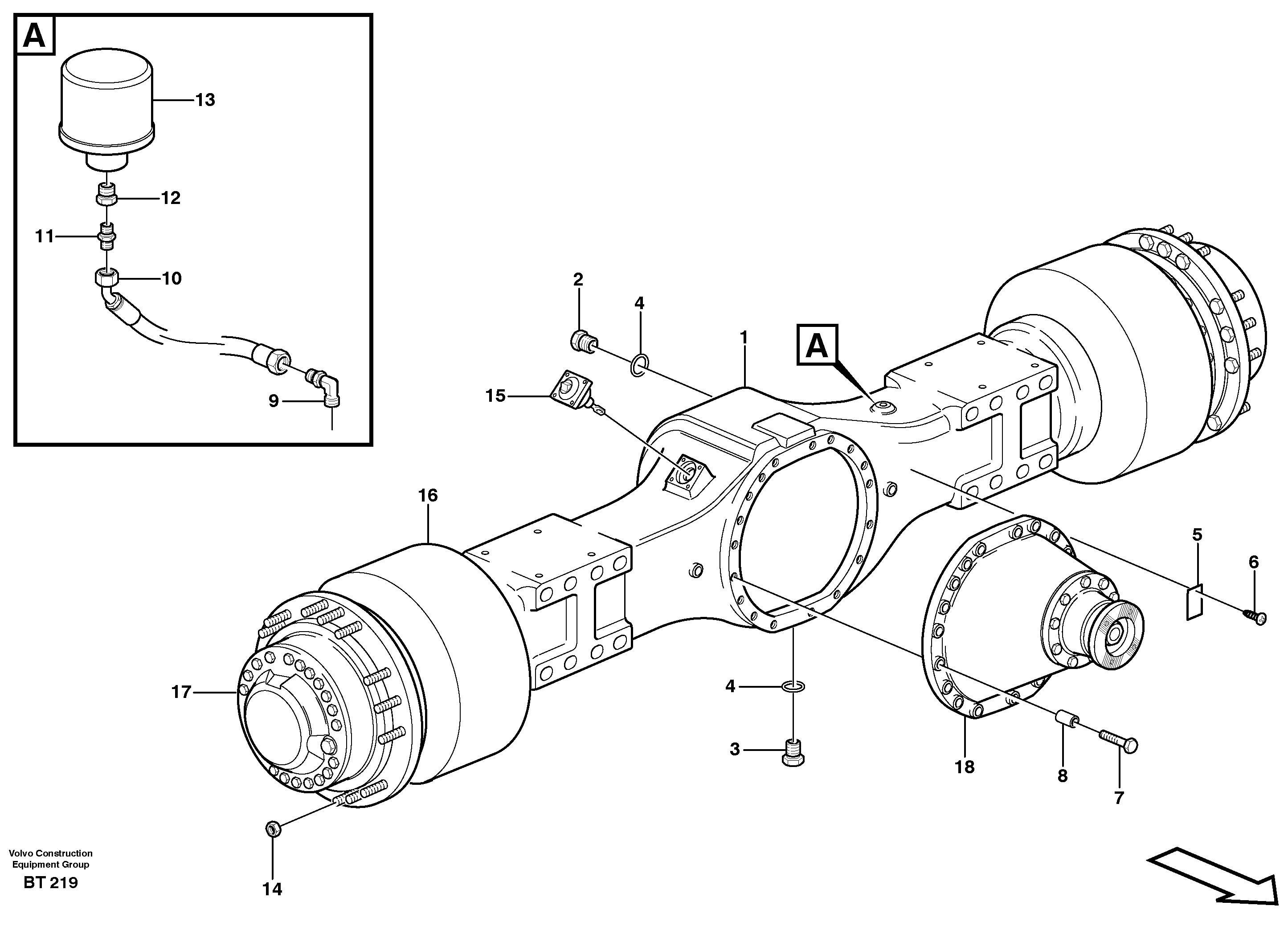 Planetary axle 2, load unit  AHW 71N PROD NO 23791, AHW 71Q PROD NO 23928 — volvo parts diagram