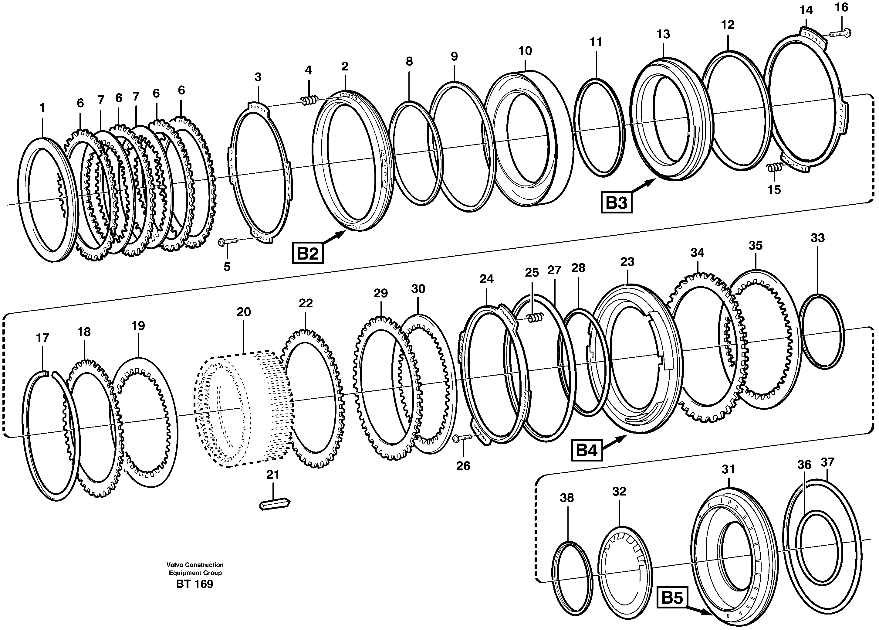 Brakes, rear  B2, B3, B4, B5, 22517, 22546, 22640, 22650 — volvo parts diagram